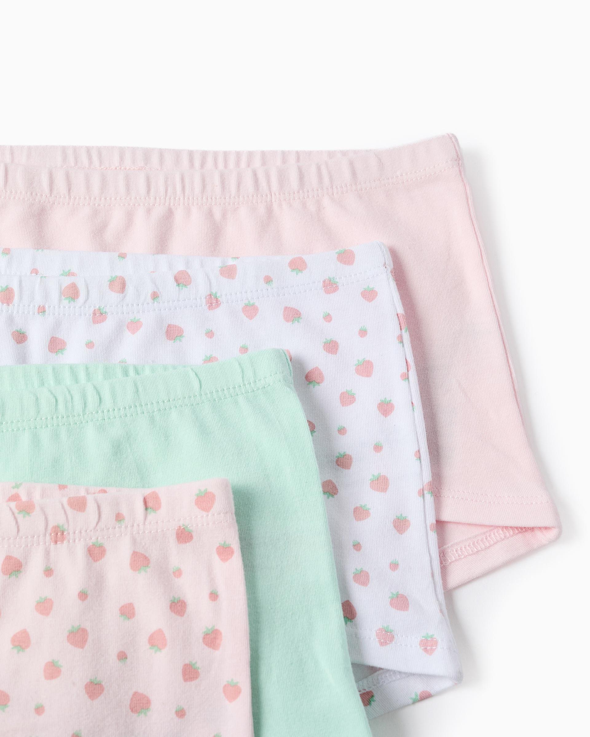 Pack de 4 bragas de niña de algodón y con motivo de fresas - Zippy - Multicolor Multicolor-2