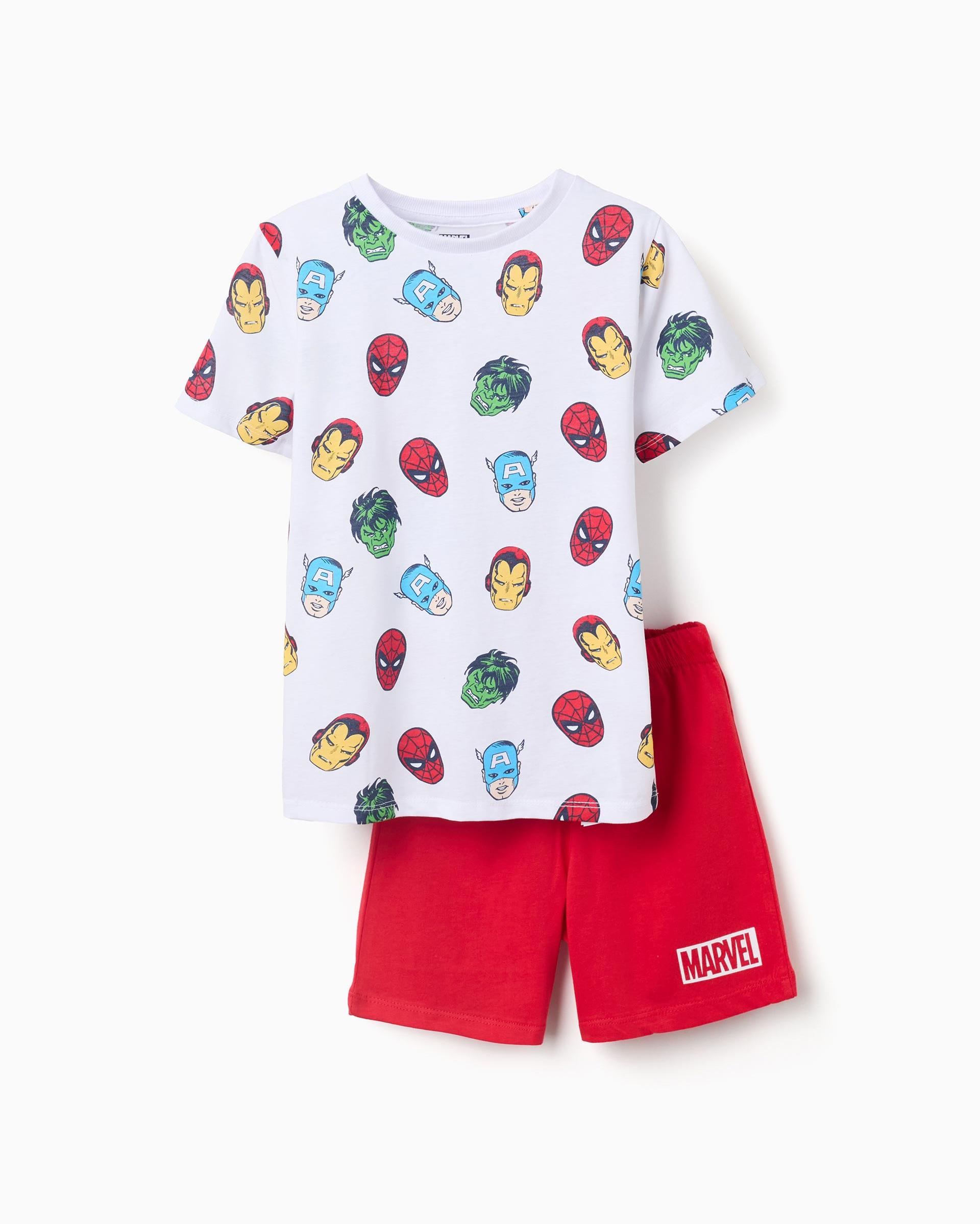 Pijama completo de niño 100% algodón y con estampado marvel - Zippy - Blanco Blanco-1