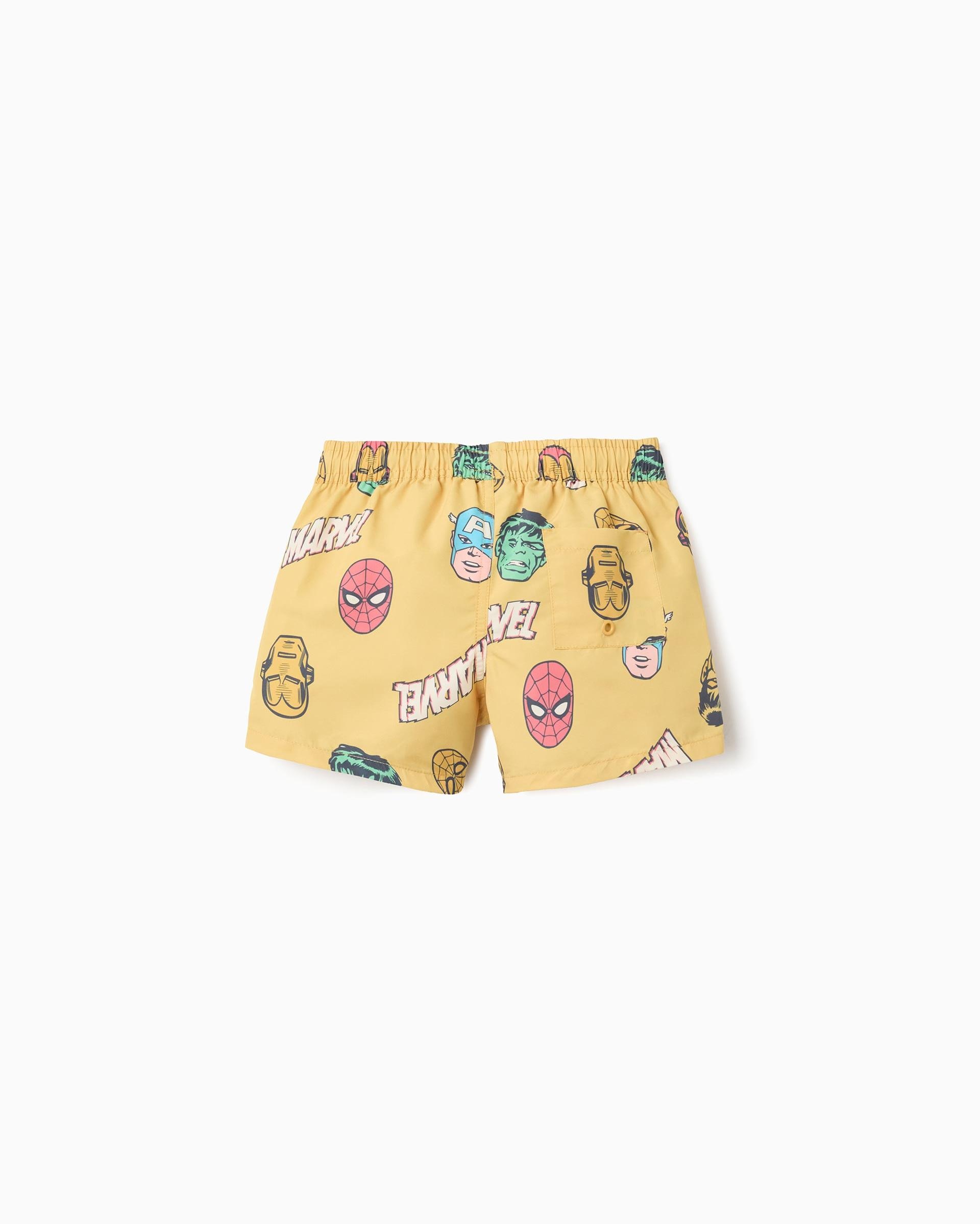 Bañador bermuda de niño con motivo Marvel y cordón - Zippy - Amarillo Amarillo-3
