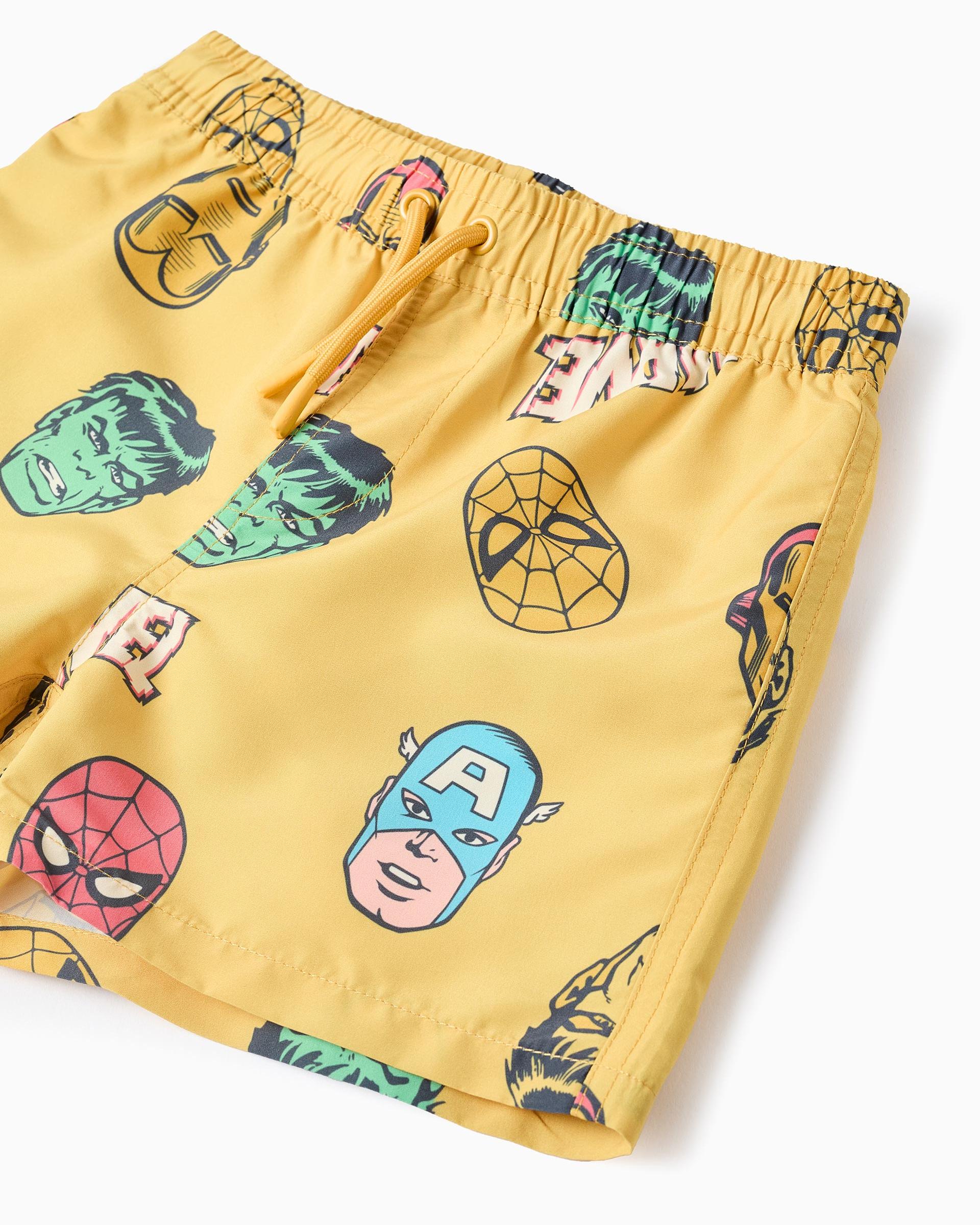 Bañador bermuda de niño con motivo Marvel y cordón - Zippy - Amarillo Amarillo-2