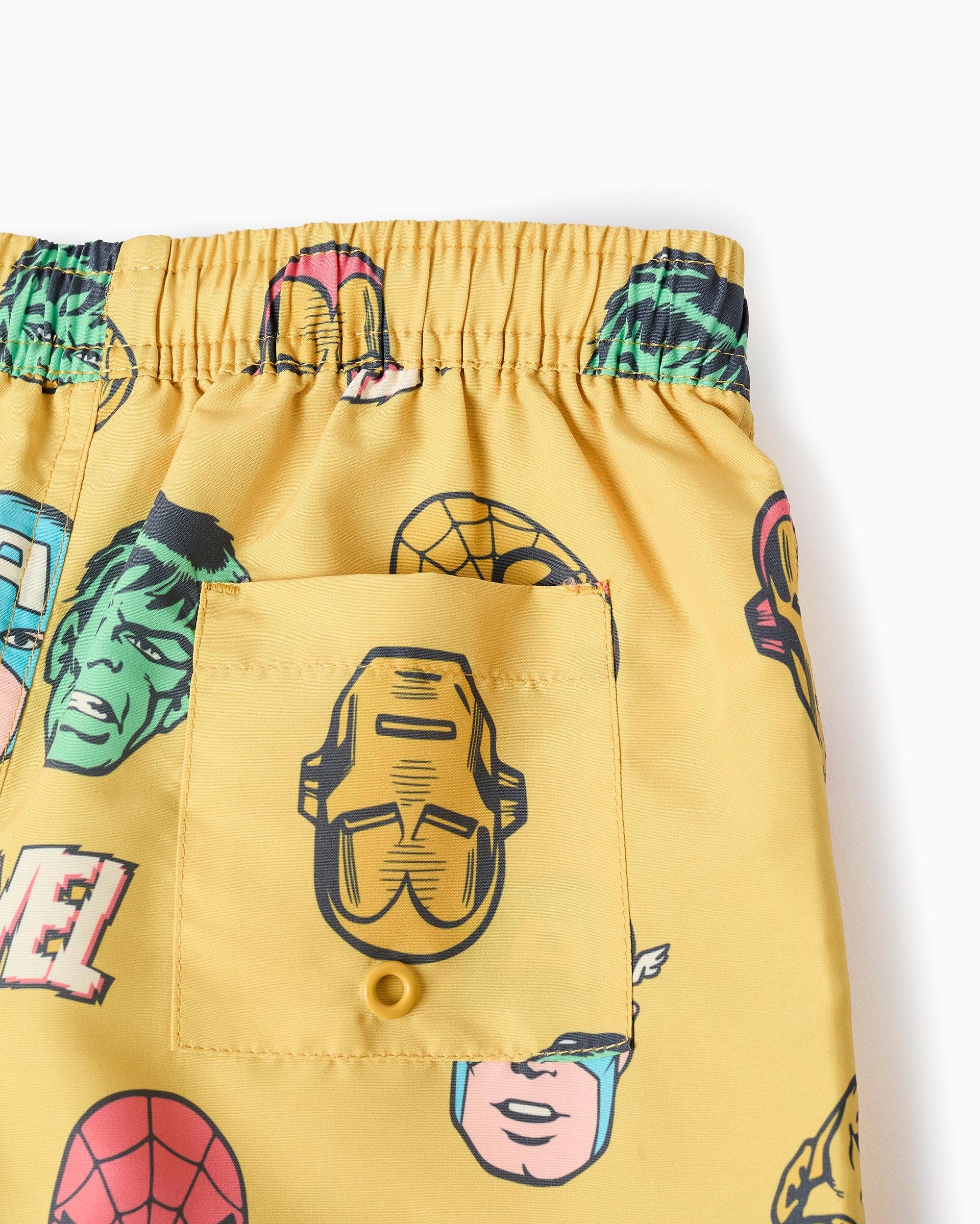 Bañador bermuda de niño con motivo Marvel y cordón - Zippy - Amarillo Amarillo-4