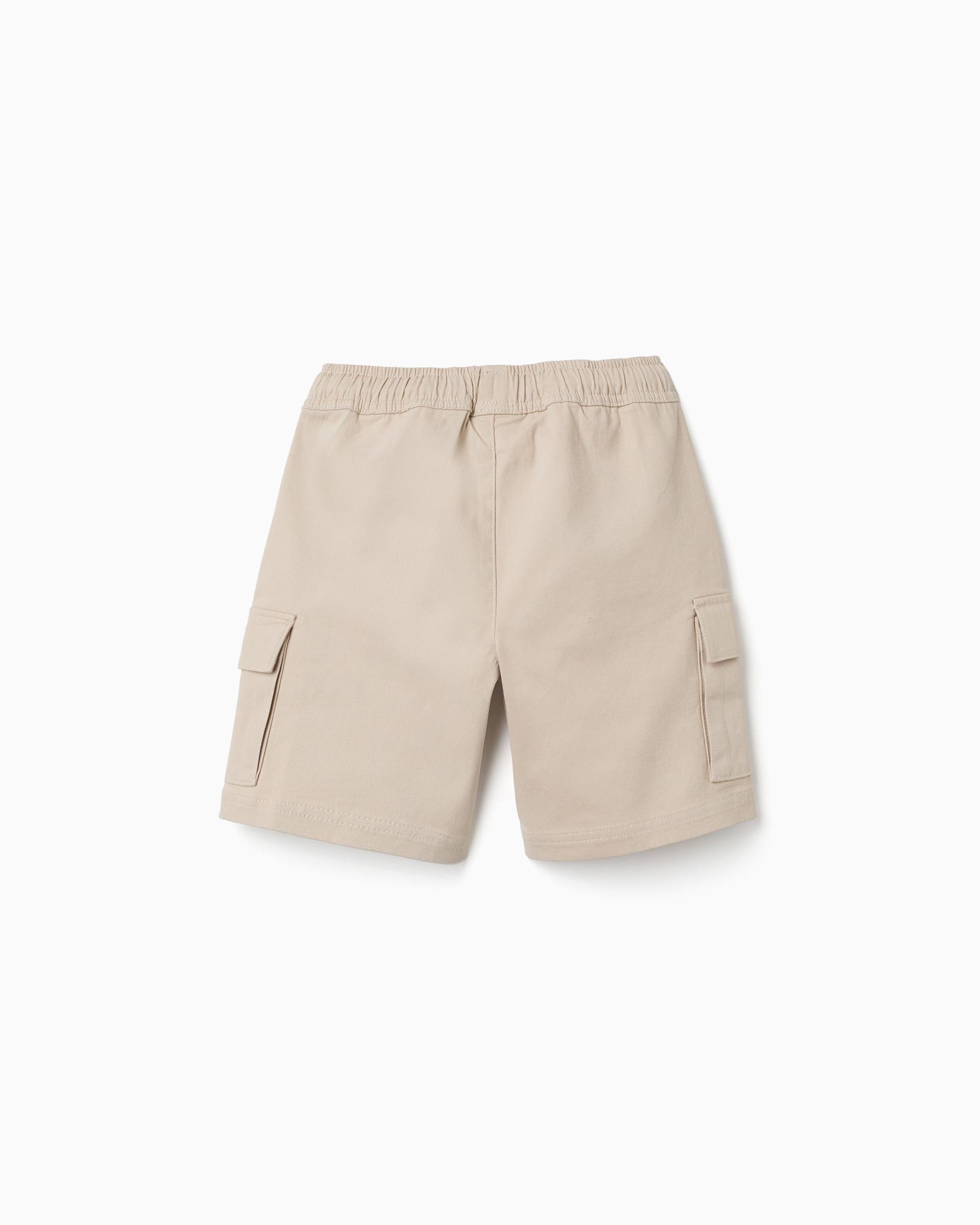 Bermuda de niño de sarga y con bolsillos cargo - Zippy - Beige Beige-3