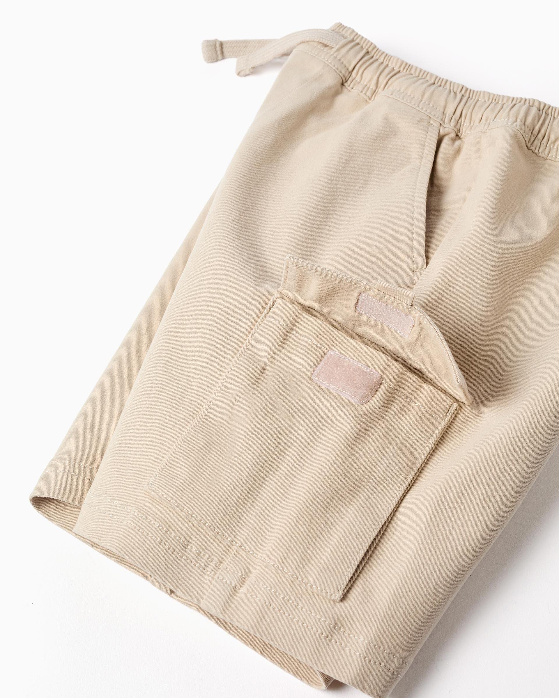 Bermuda de niño de sarga y con bolsillos cargo - Zippy - Beige Beige-4