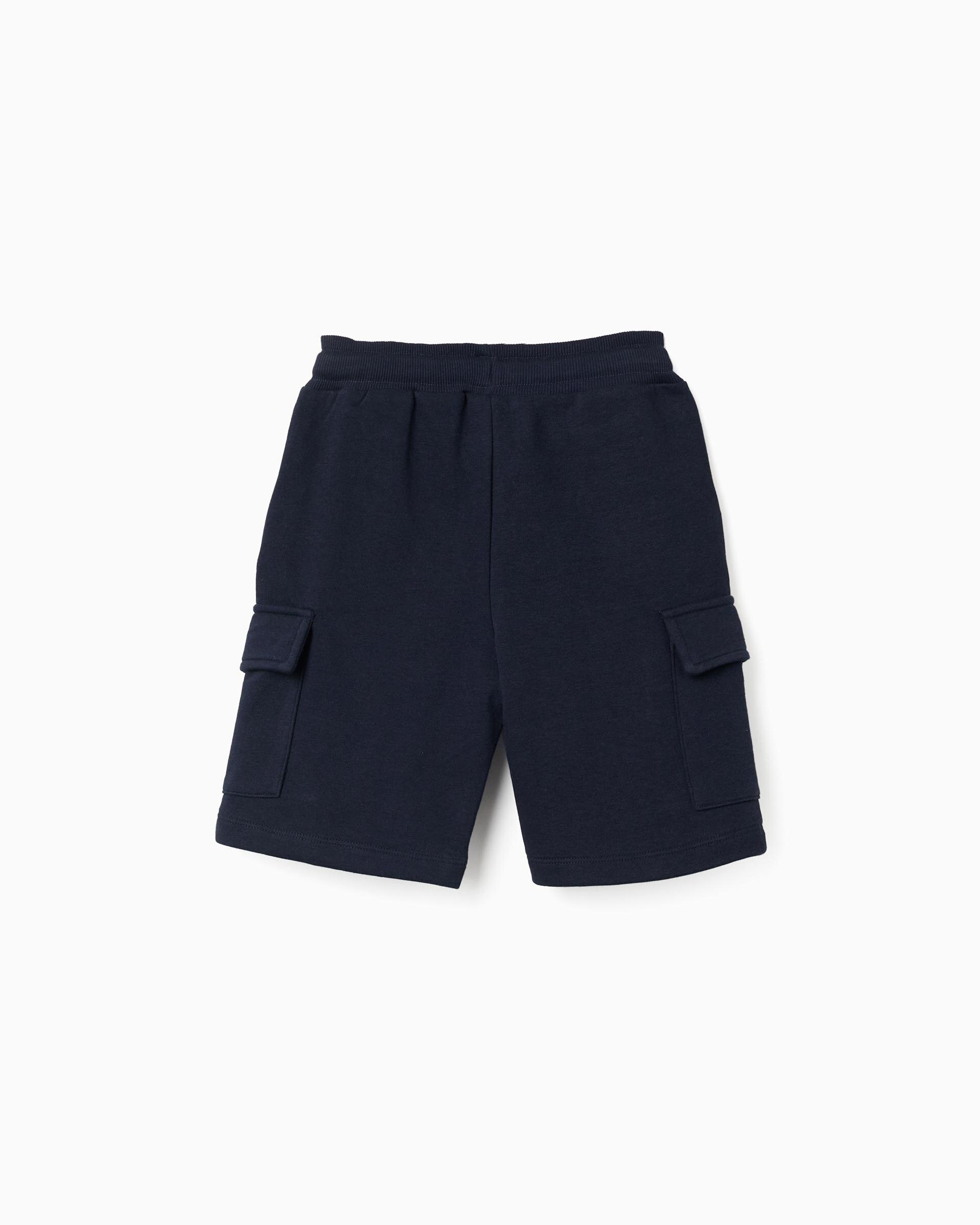 Bermuda de niño con bolsillos cargo y cordón - Zippy - Azul marino Azul marino-3