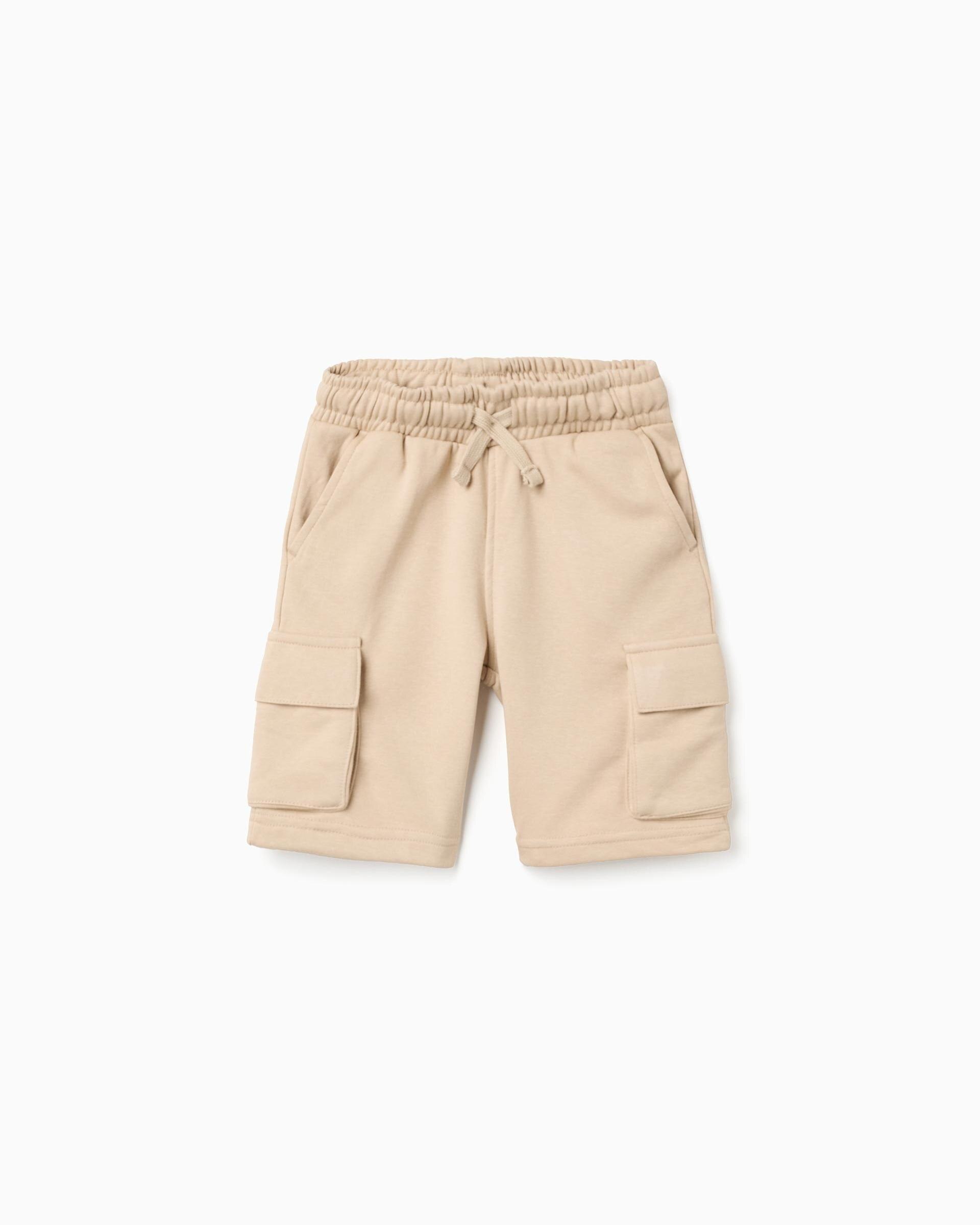 Bermuda de niño con bolsillos cargo y cordón - Zippy - Beige Beige-1