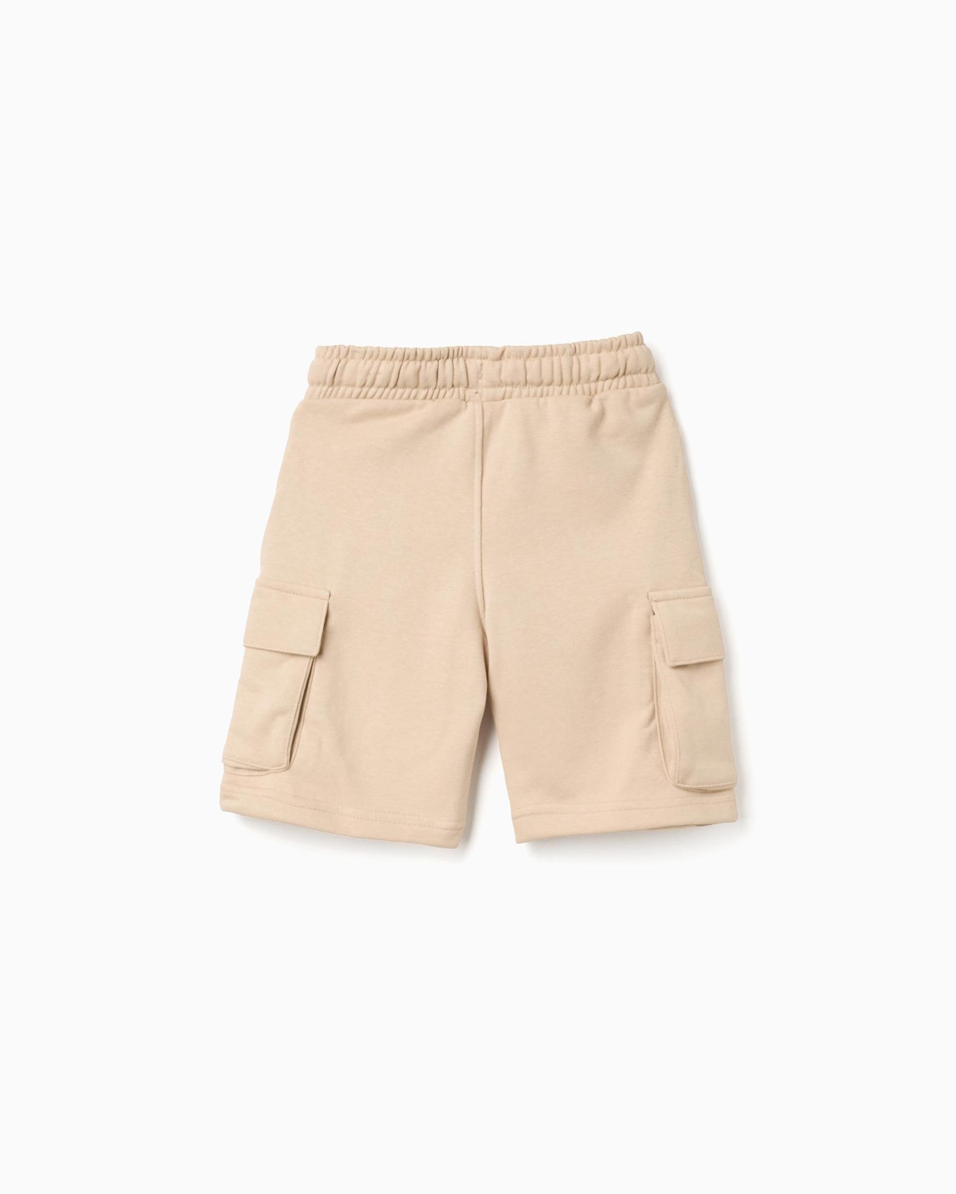 Bermuda de niño con bolsillos cargo y cordón - Zippy - Beige Beige-3