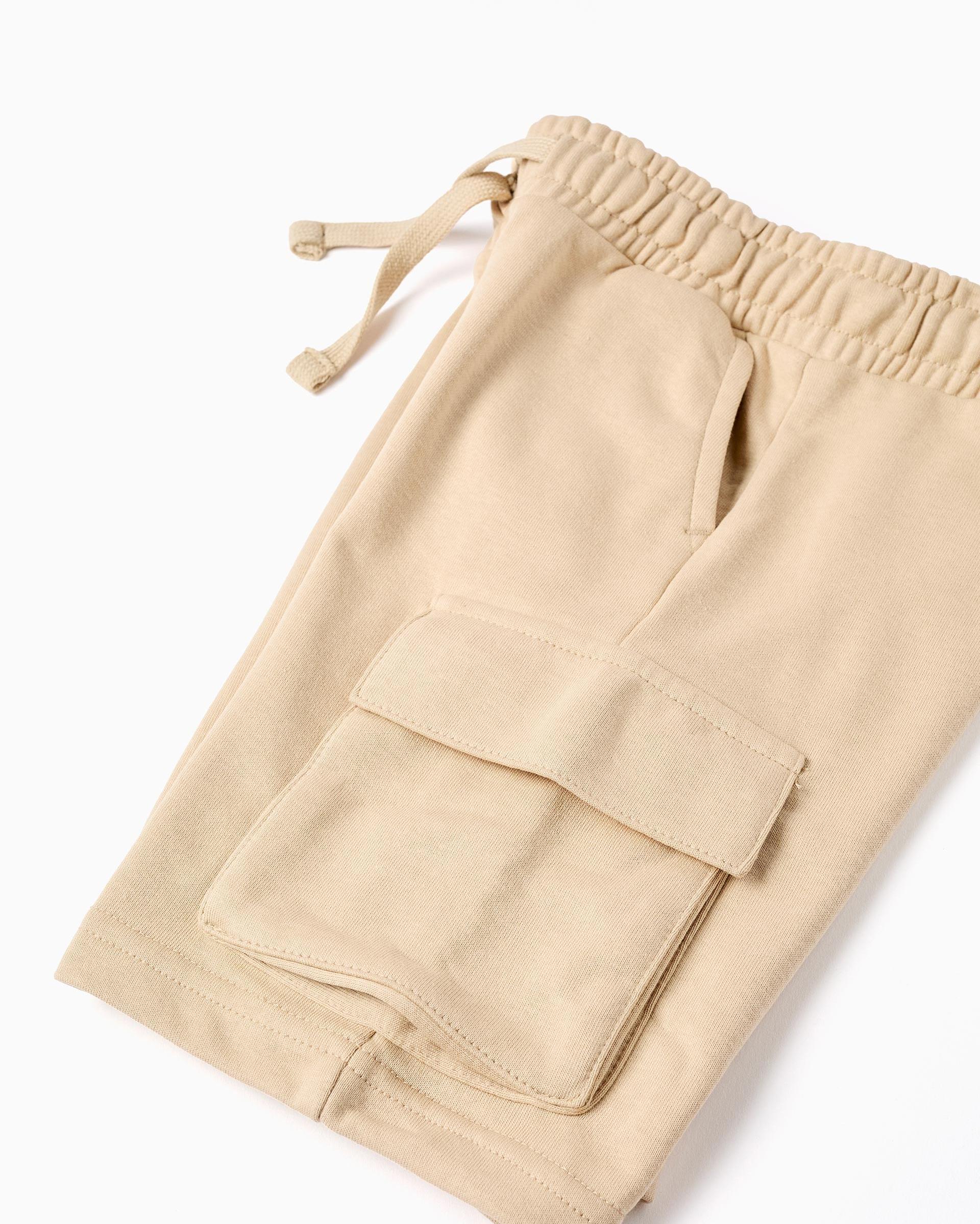 Bermuda de niño con bolsillos cargo y cordón - Zippy - Beige Beige-4