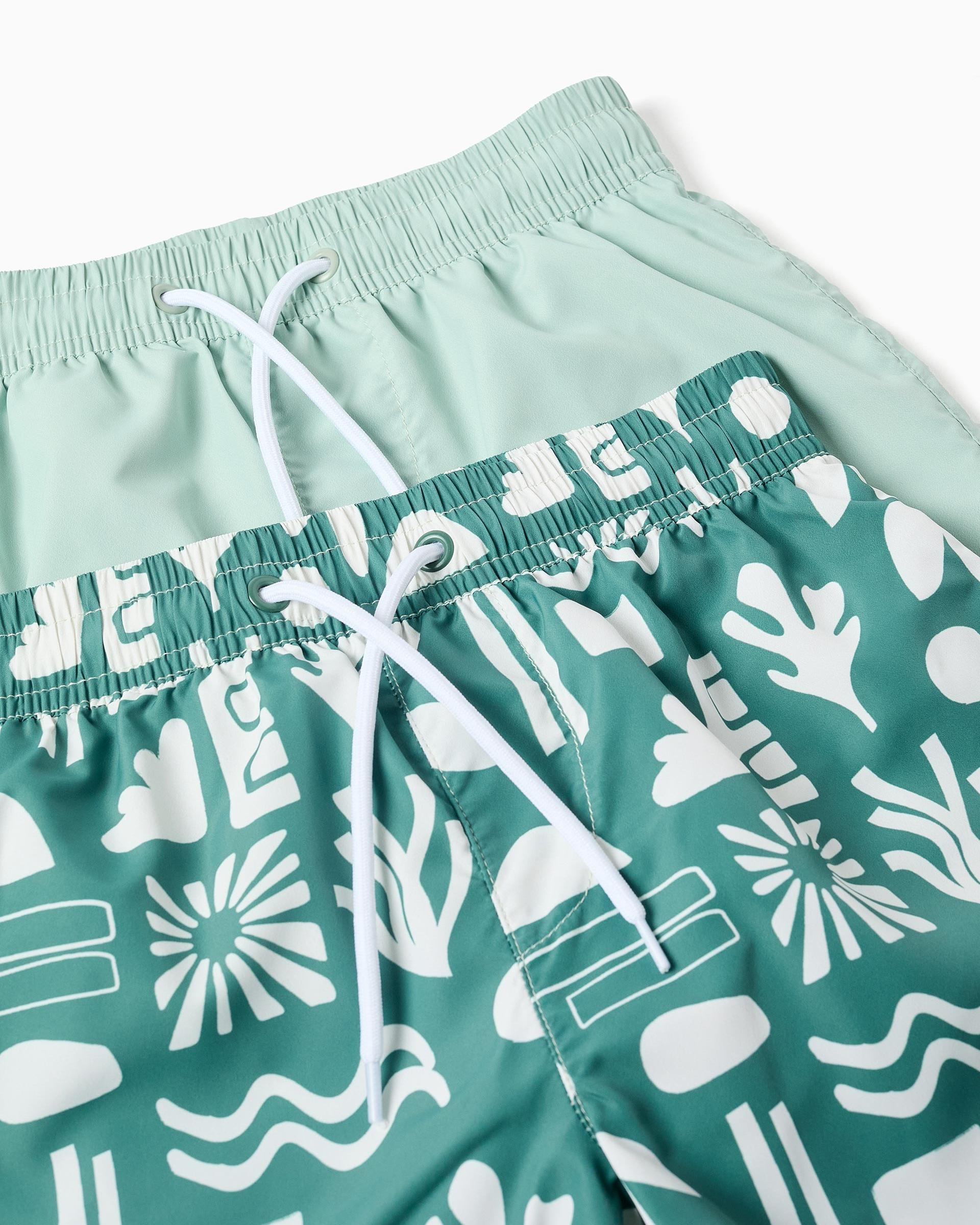 Pack de 2 bañadores de niño con estampado y cordón - Zippy - Verde oscuro Verde oscuro-2
