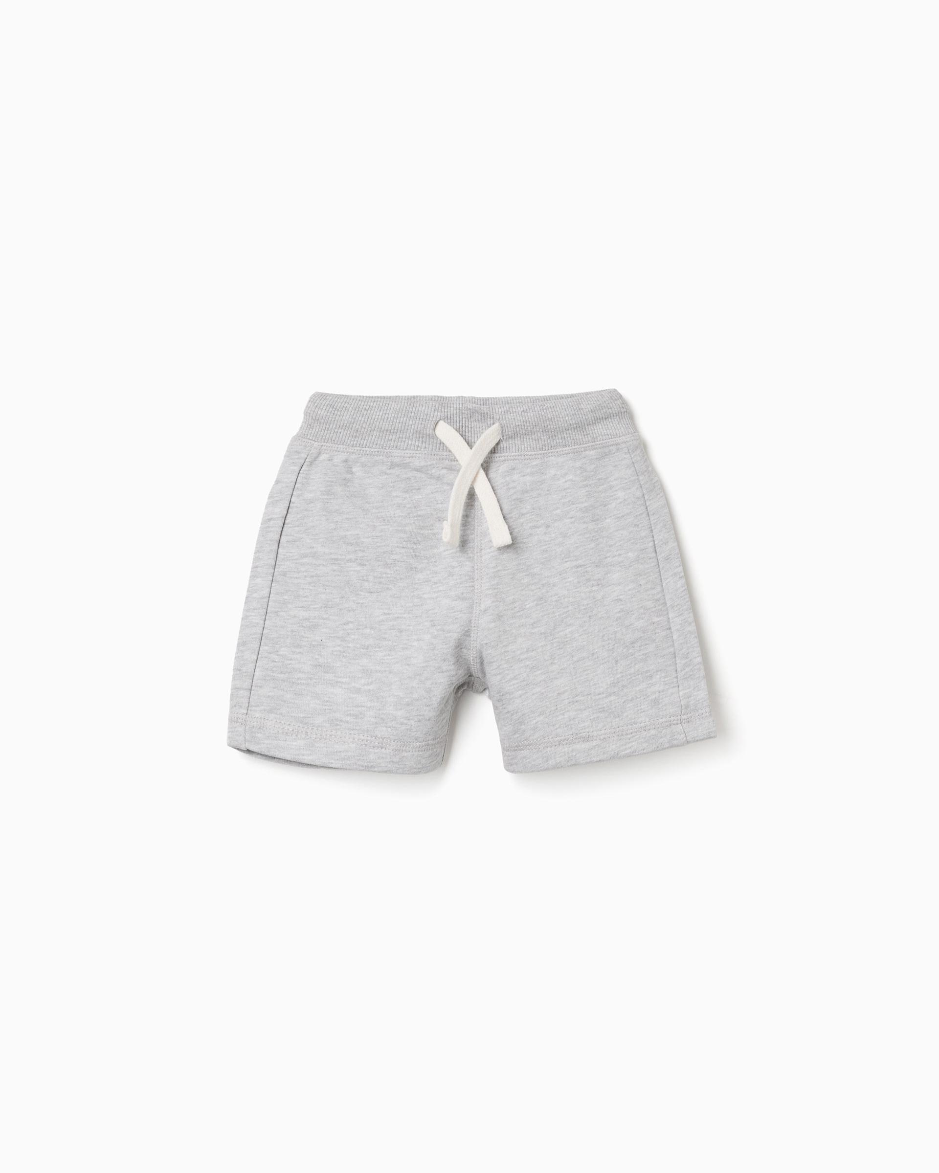 Imagen 0 de Pantalón corto de bebé niño con cintura elástica y ajustable con cordón Gris claro