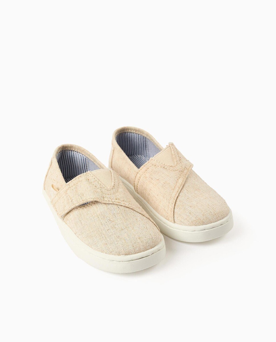 Alpargatas de bebé niño de lino y con tira autoadherente - Zippy - Beige Beige-2