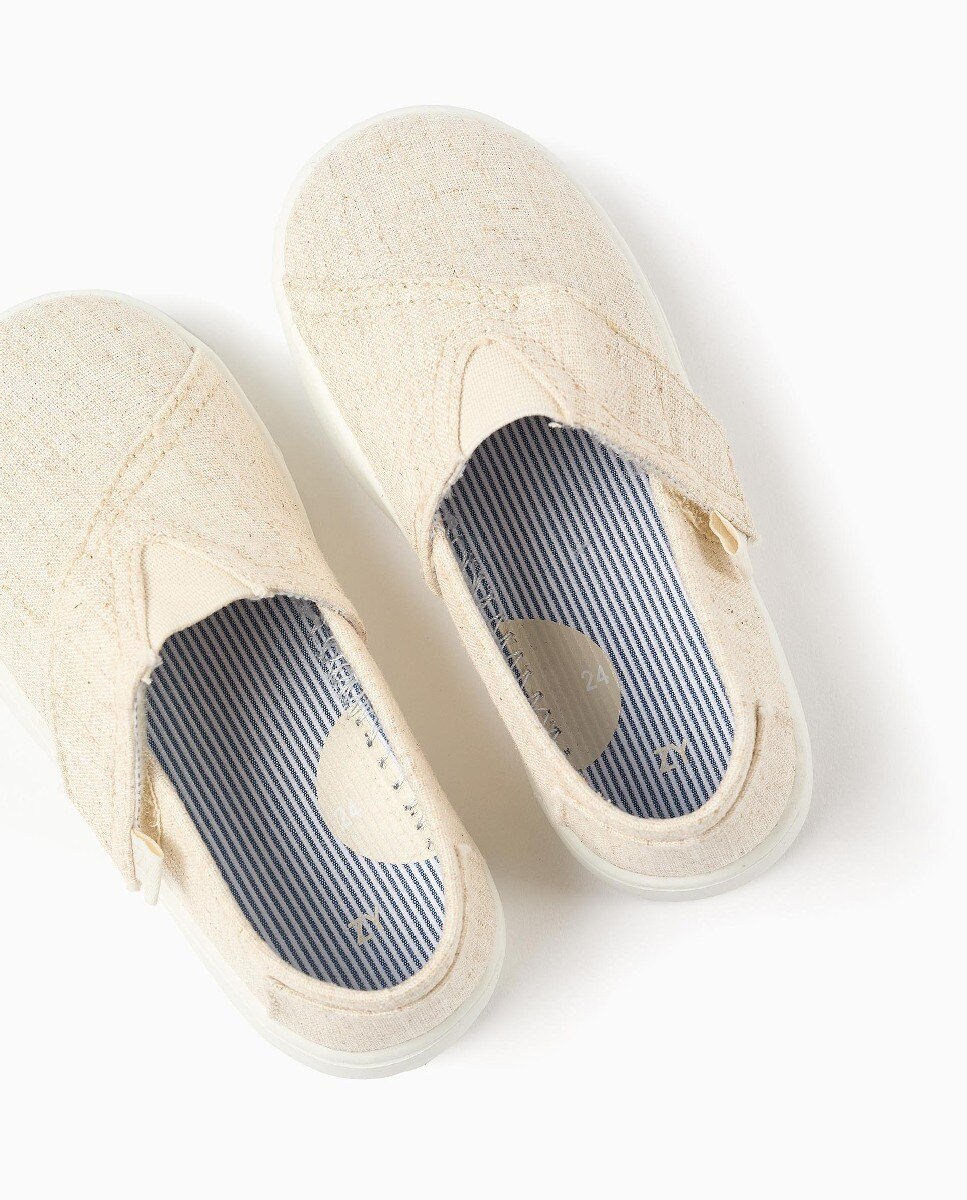 Alpargatas de bebé niño de lino y con tira autoadherente - Zippy - Beige Beige-3