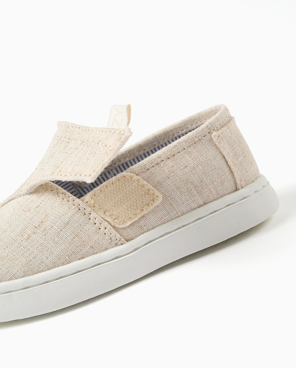 Alpargatas de bebé niño de lino y con tira autoadherente - Zippy - Beige Beige-4