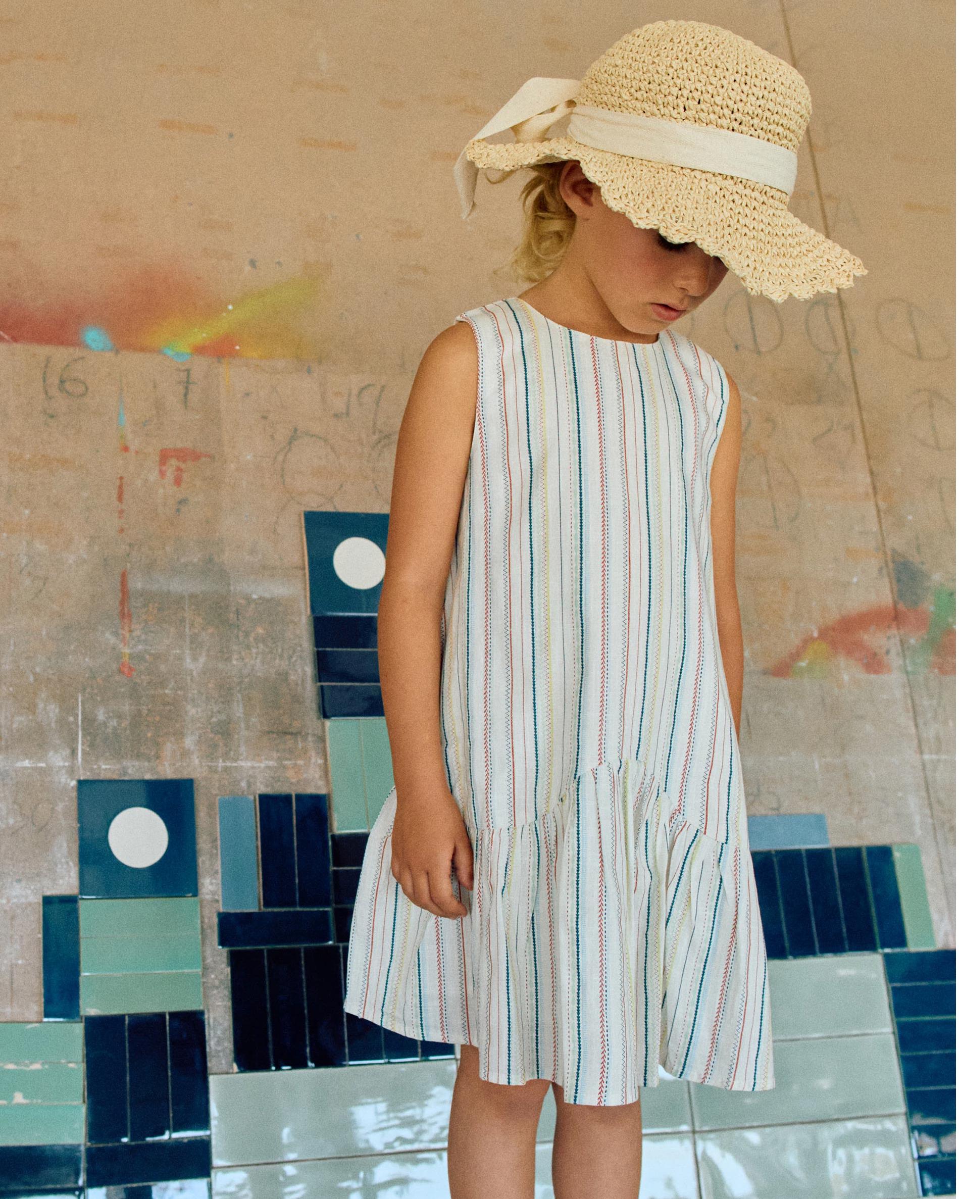 Vestido de niña 100% algodón y a rayas étnicas