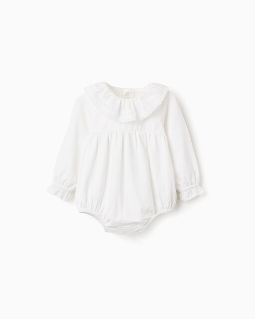 Imagen 0 de Body de vestir de bebé niña con bordado inglés y automáticos en la espalda y entrepierna