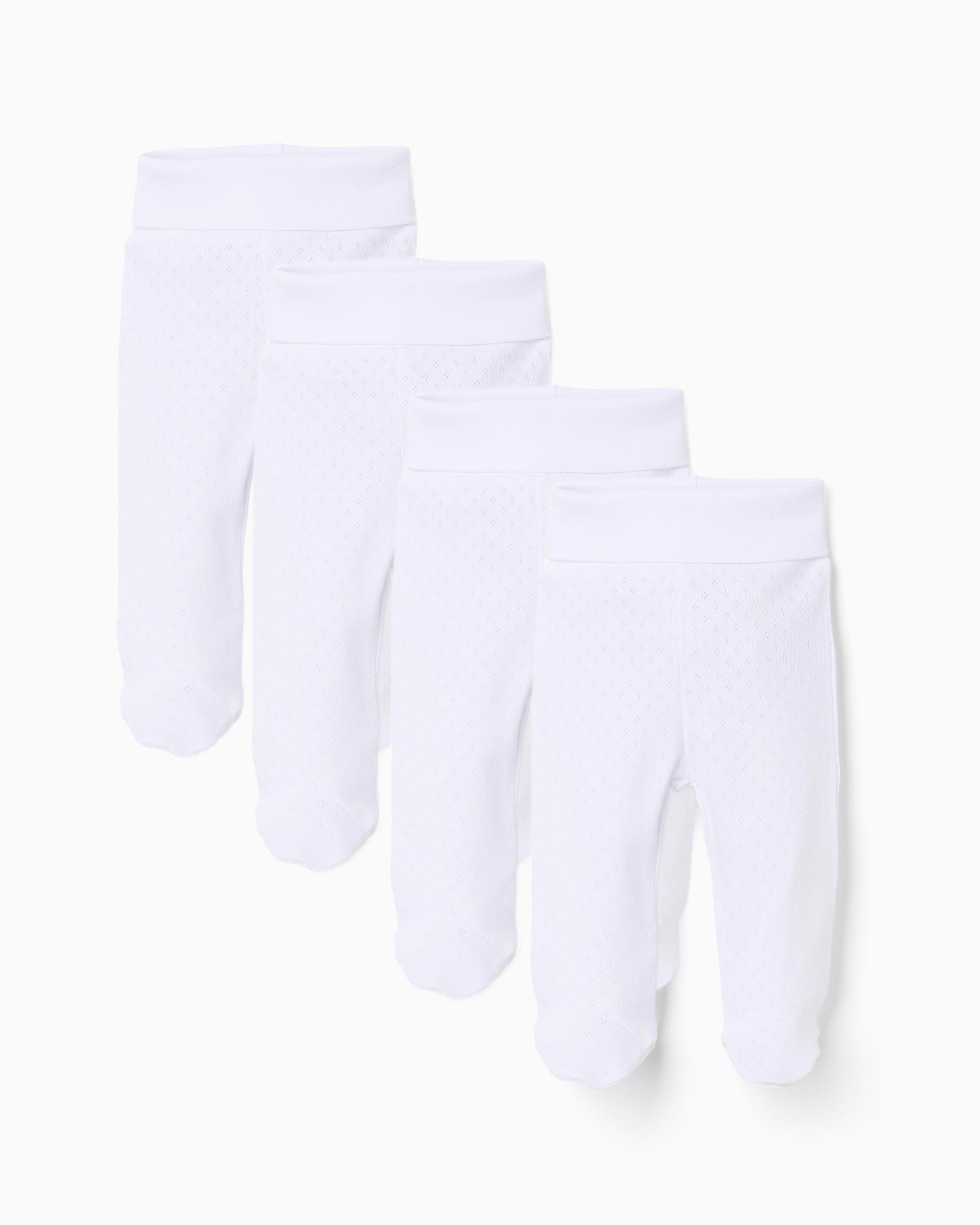 Imagen 1 de Pack de 4 polainas de bebé niña 100% algodón y con pies Blanco