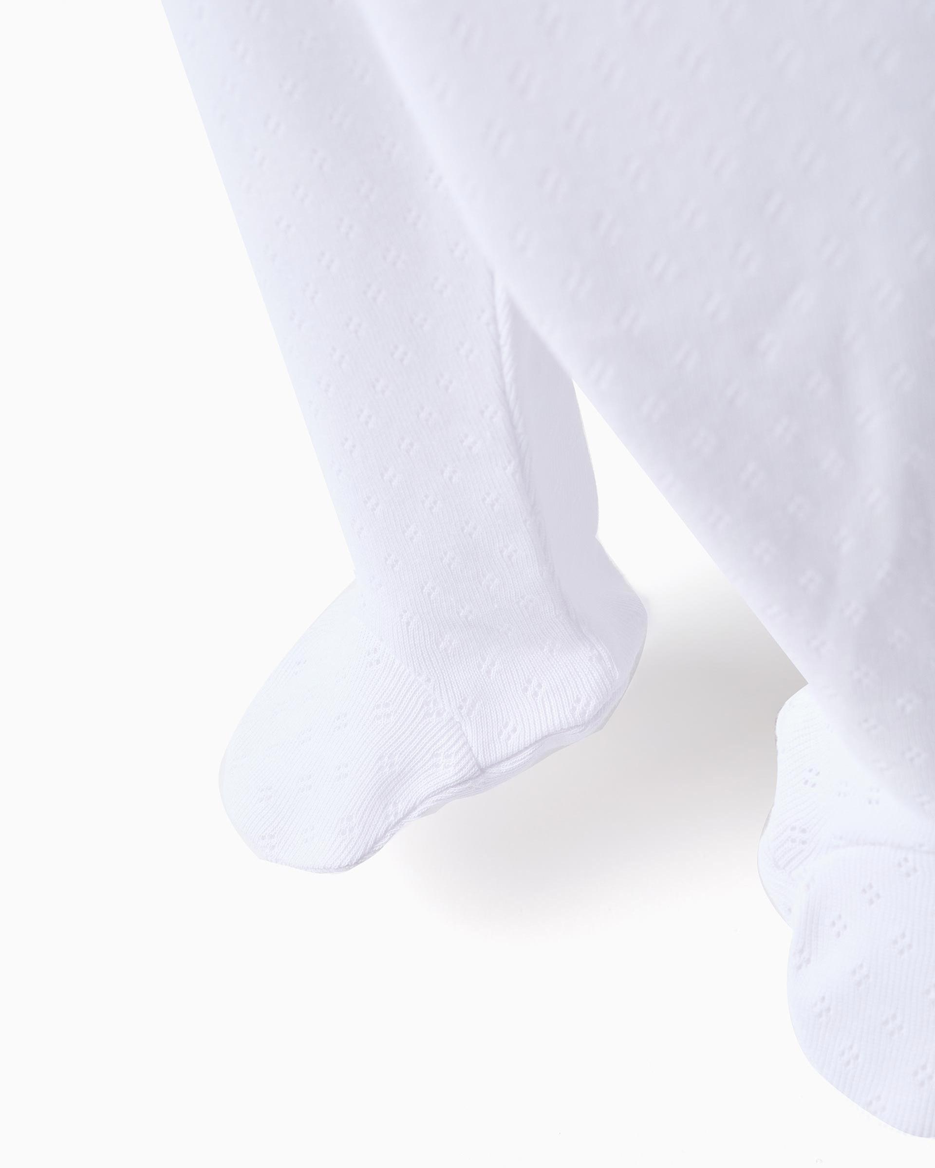 Imagen 2 de Pack de 4 polainas de bebé niña 100% algodón y con pies - Zippy - Blanco Blanco