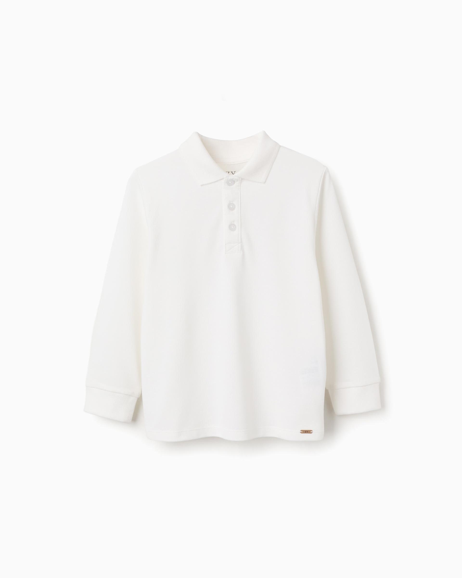 Polo de niño de piqué 100% algodón - Zippy - Blanco Blanco-1