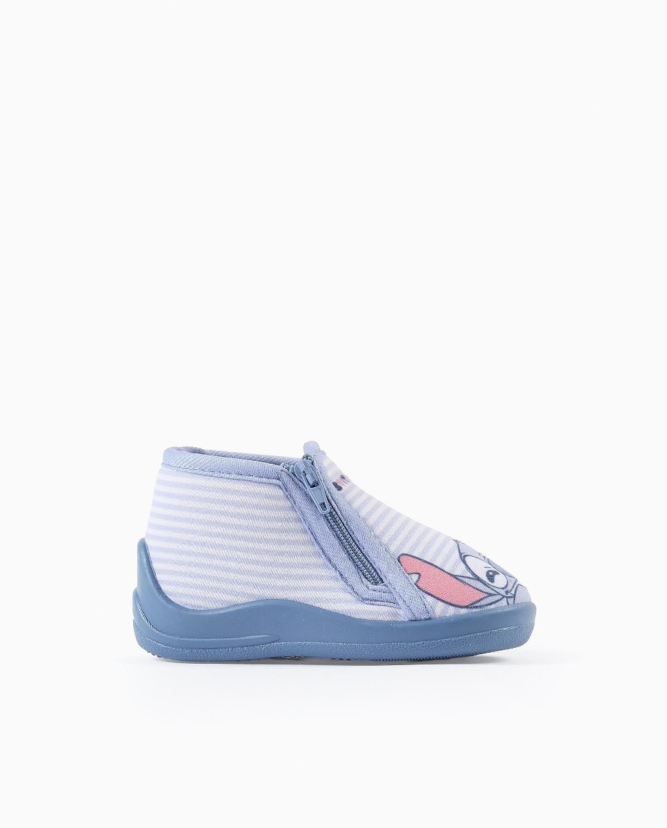Imagen 0 de Zapatillas de casa cerradas de bebé niña con estampado Stitch y suela antideslizante Azul claro