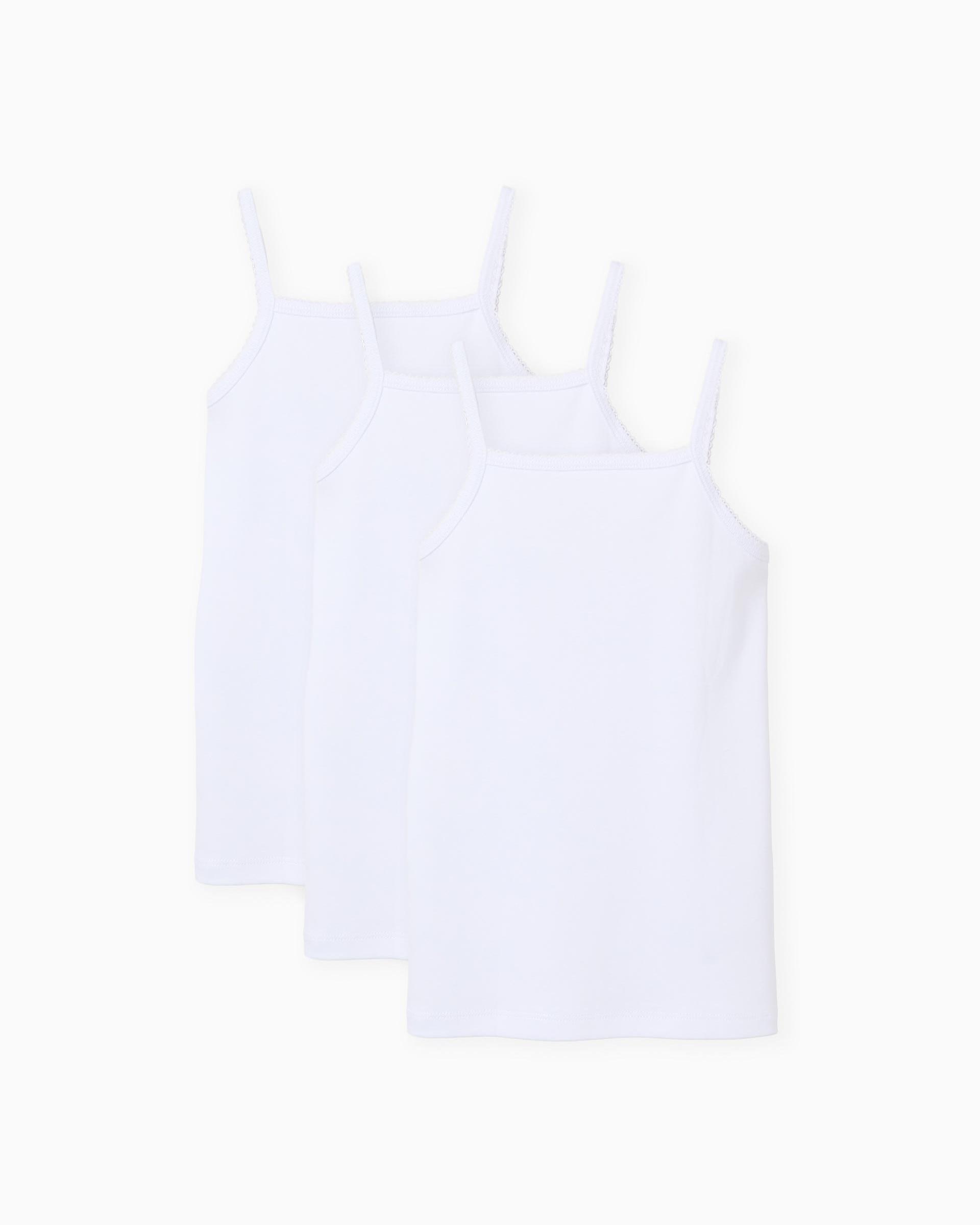 Imagen 0 de Pack de 3 camisetas interiores de niña 100% algodón y de tirantes Blanco