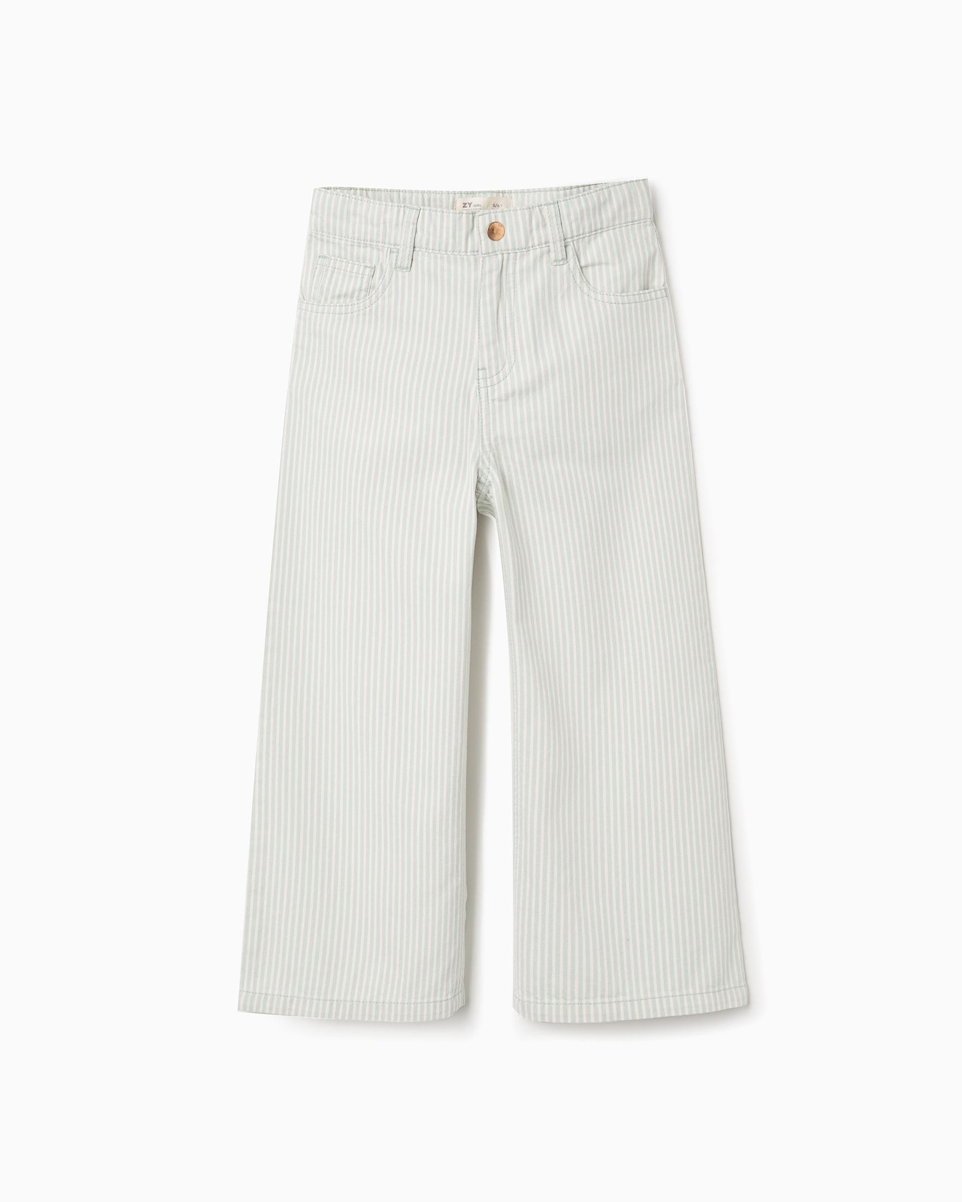 Pantálon de niña 100% algodón ancho a rayas