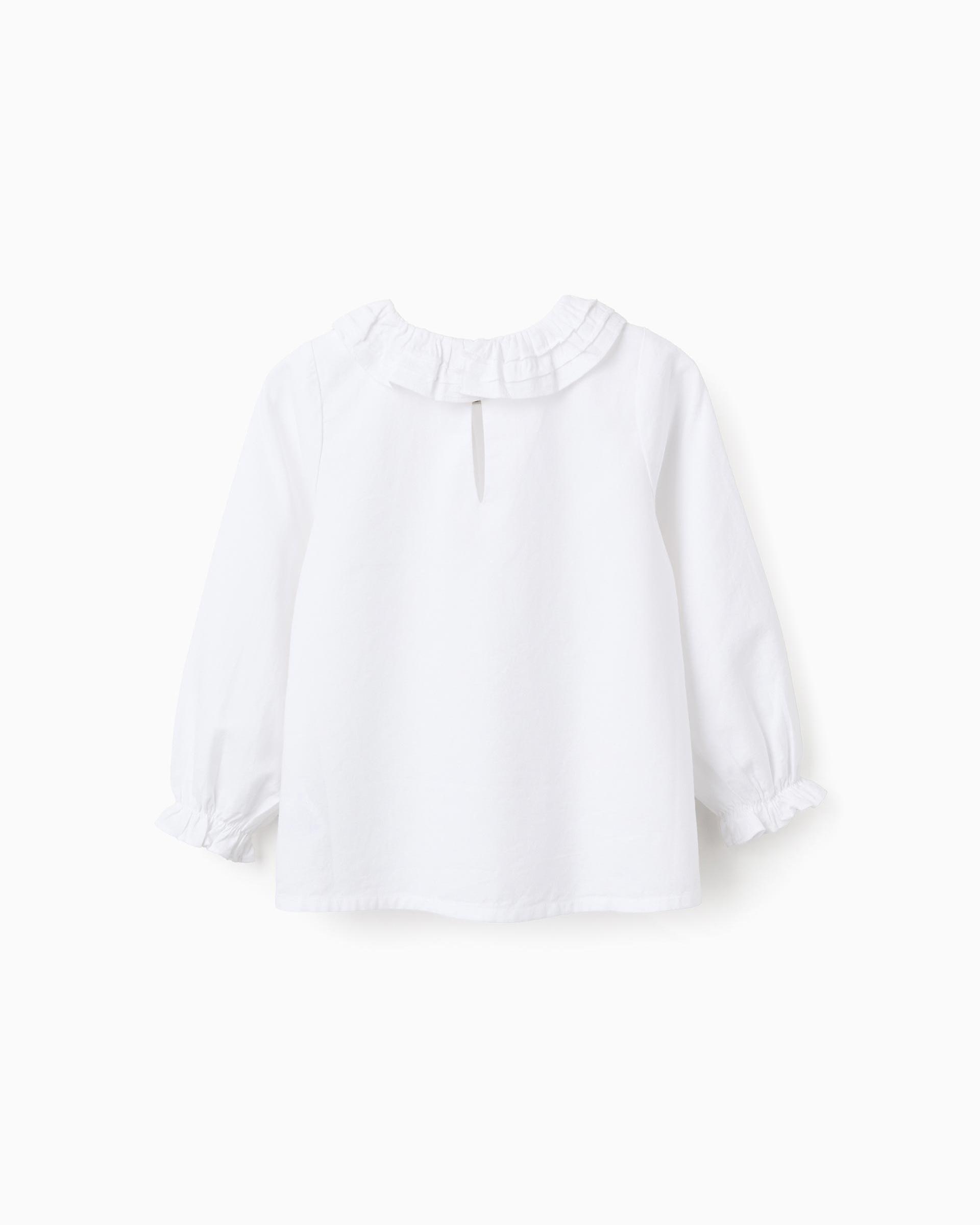 Blusa de niña 100% algodón con volantes - Zippy - Blanco Blanco-2