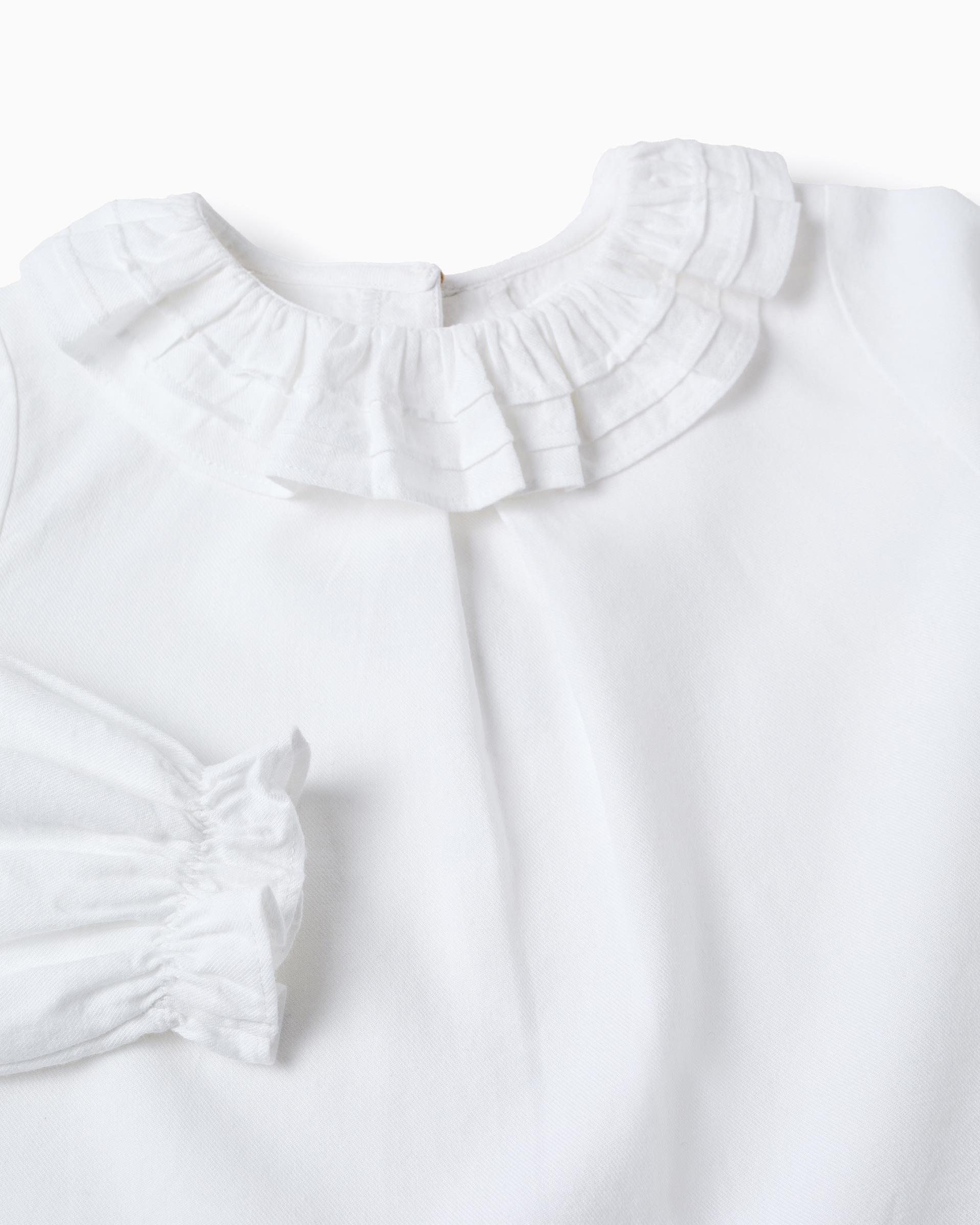 Blusa de niña 100% algodón con volantes - Zippy - Blanco Blanco-4