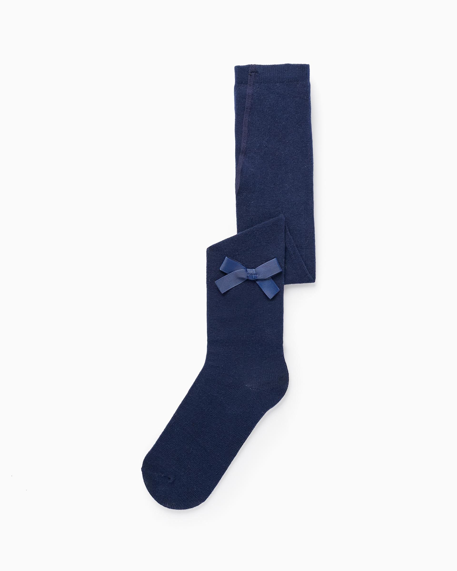 Calcetines de ceremonia de niña de punto con lazos - Zippy - Azul marino Azul marino-1