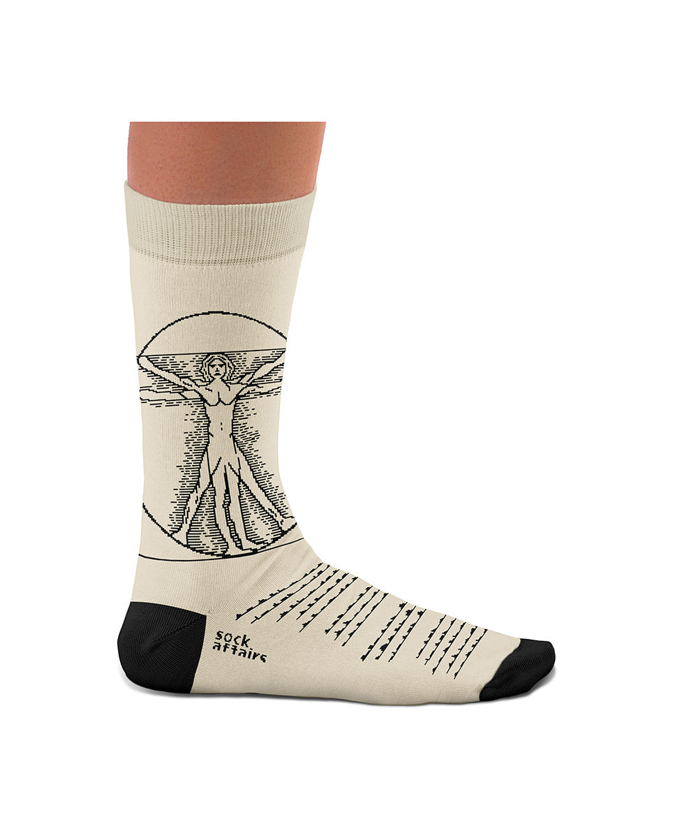 Calcetines de mujer Sock affairs Art vitruvian man de algodón - Negro Negro-3