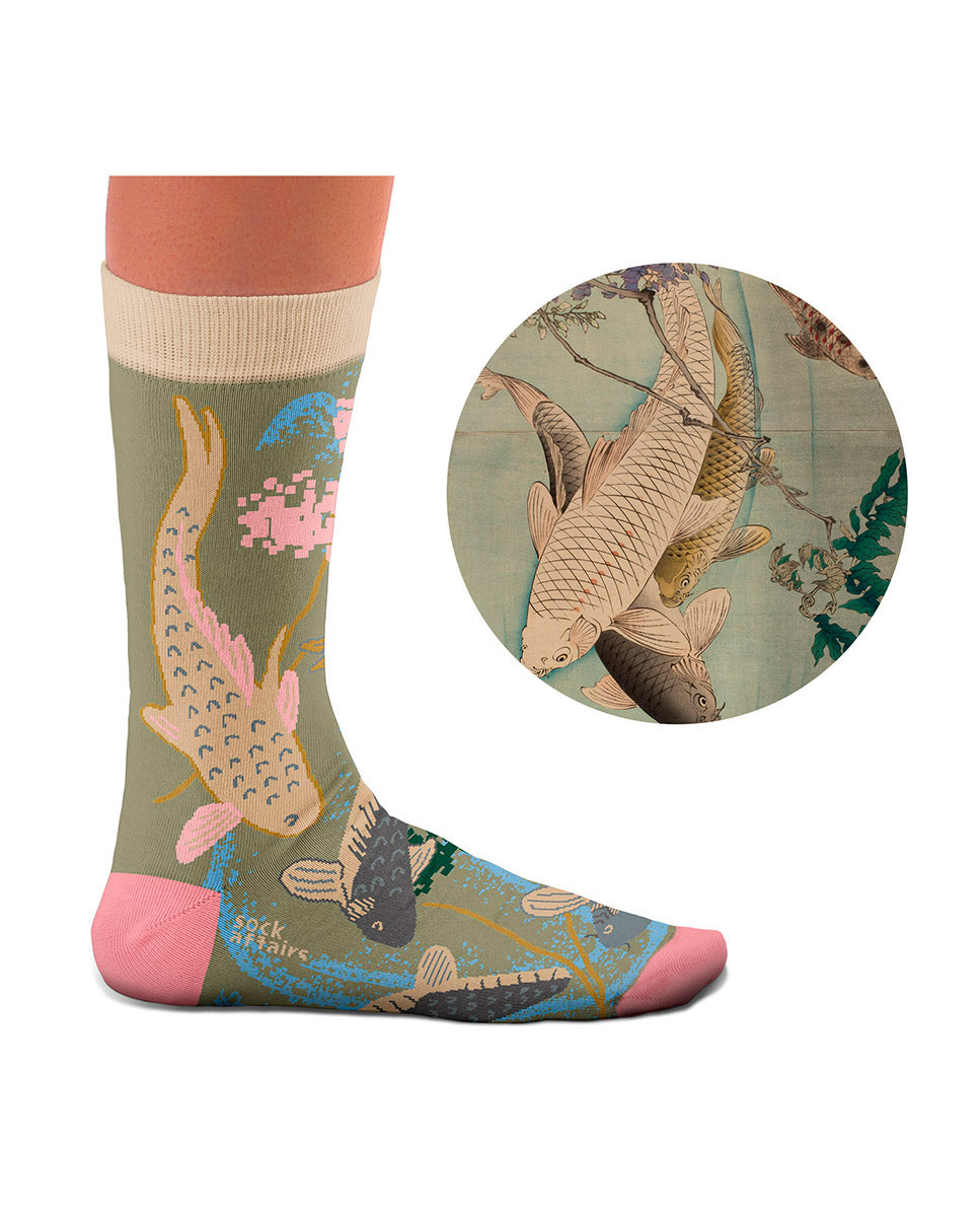 Imagen 0 de Calcetines de mujer Sock affairs Art carps swimming de algodón Multicolor