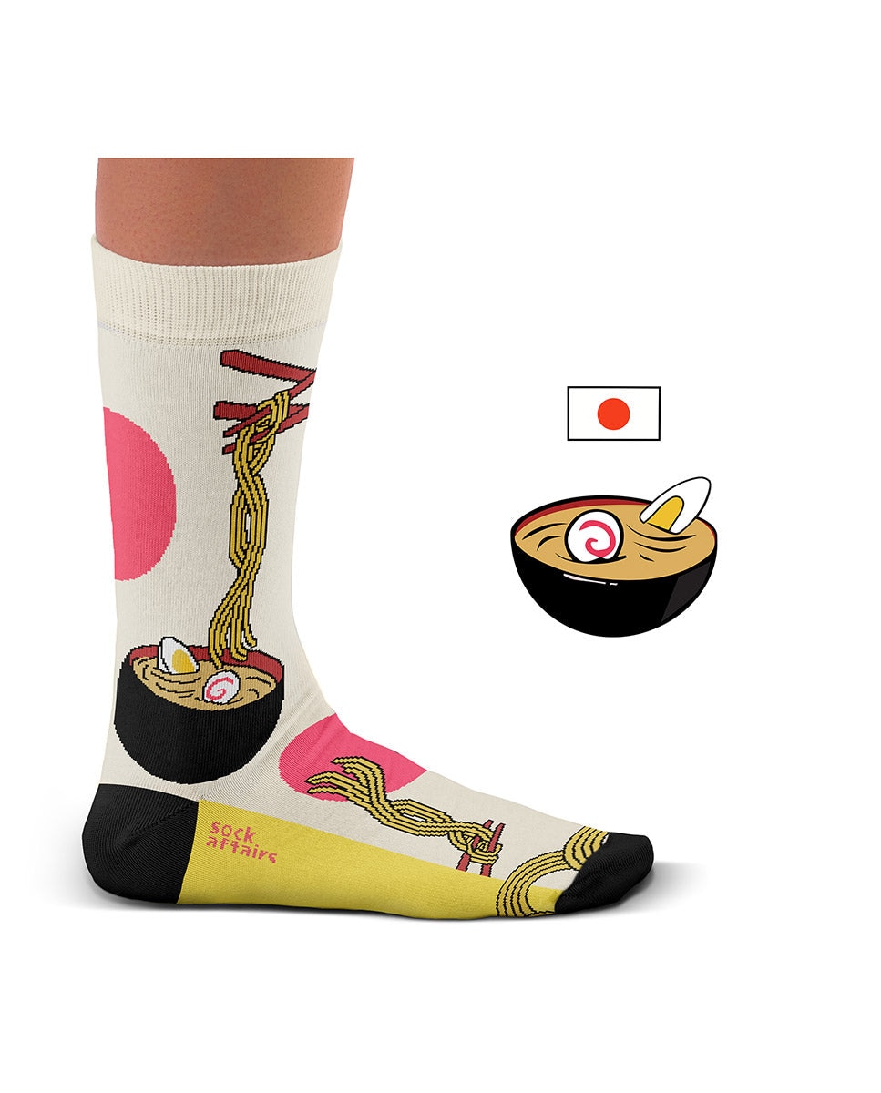 Imagen 0 de Calcetines de mujer Sock affairs Art ramen de algodón Amarillo