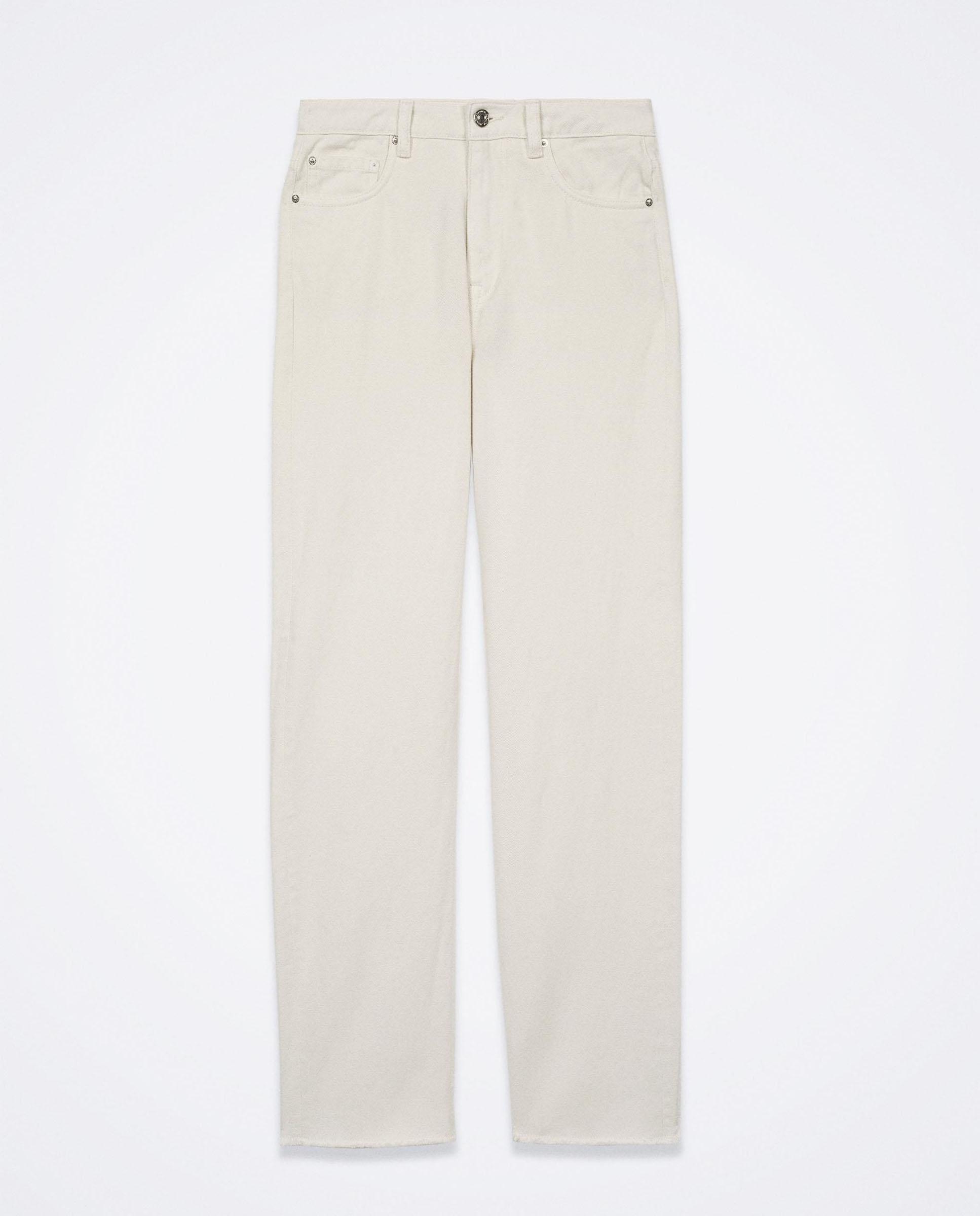 Vaqueros rectos de mujer 100% algodón en liso - Parfois - Blanco Blanco-2