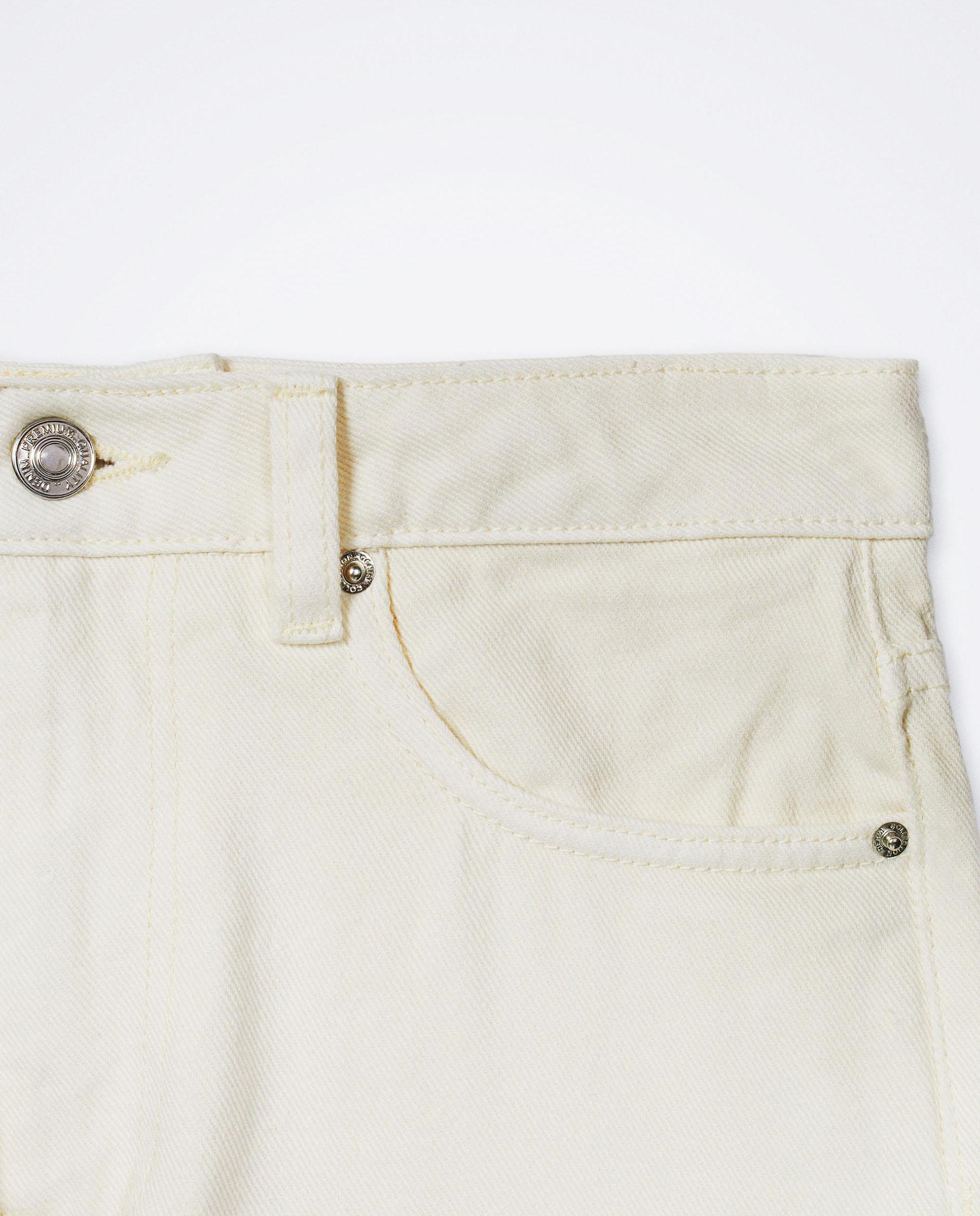 Vaqueros rectos de mujer 100% algodón en liso - Parfois - Blanco Blanco-4