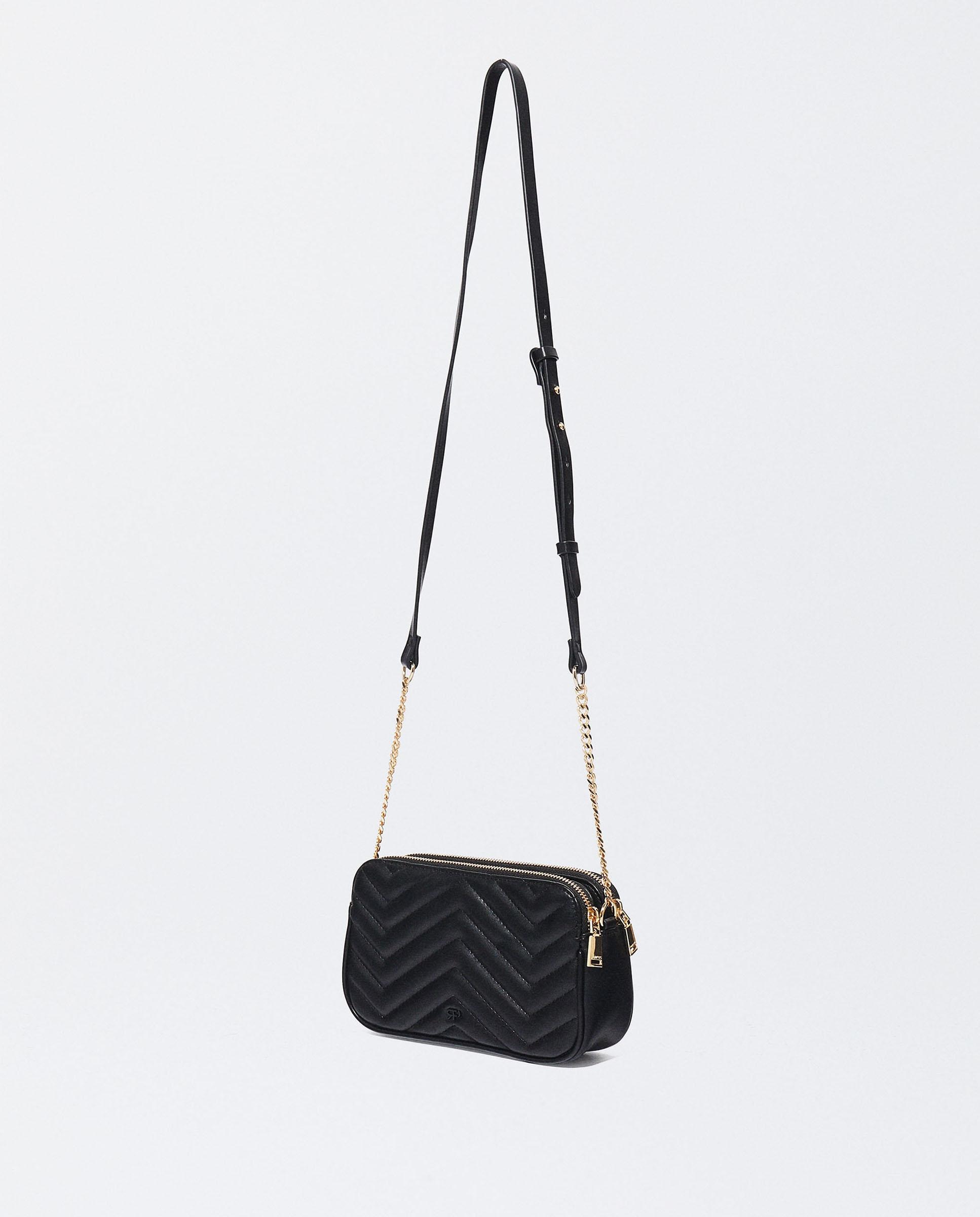 Bandolera de mujer con varios compartimentos y cierre de cremallera en liso - Parfois - Negro Negro-2
