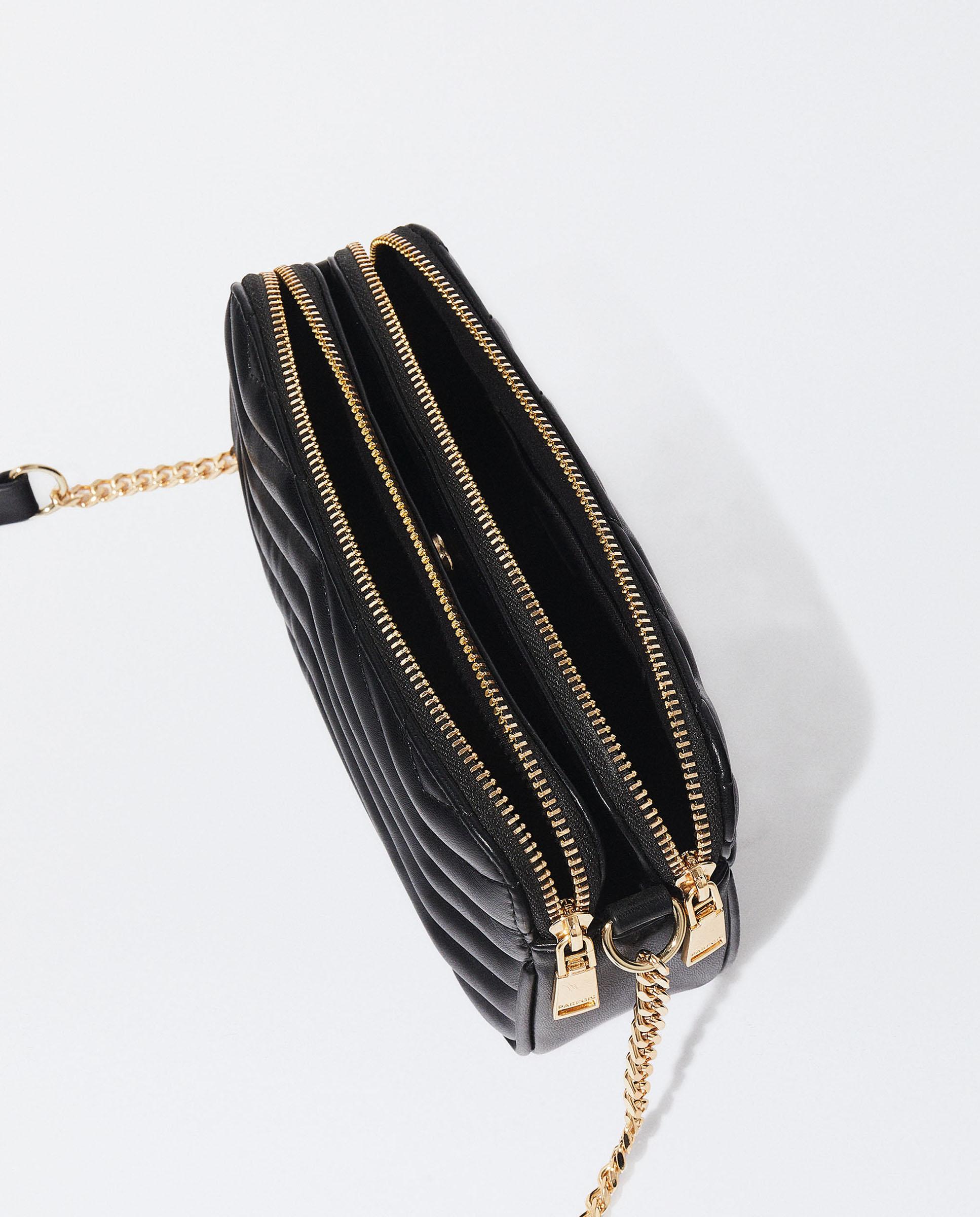 Bandolera de mujer con varios compartimentos y cierre de cremallera en liso - Parfois - Negro Negro-4