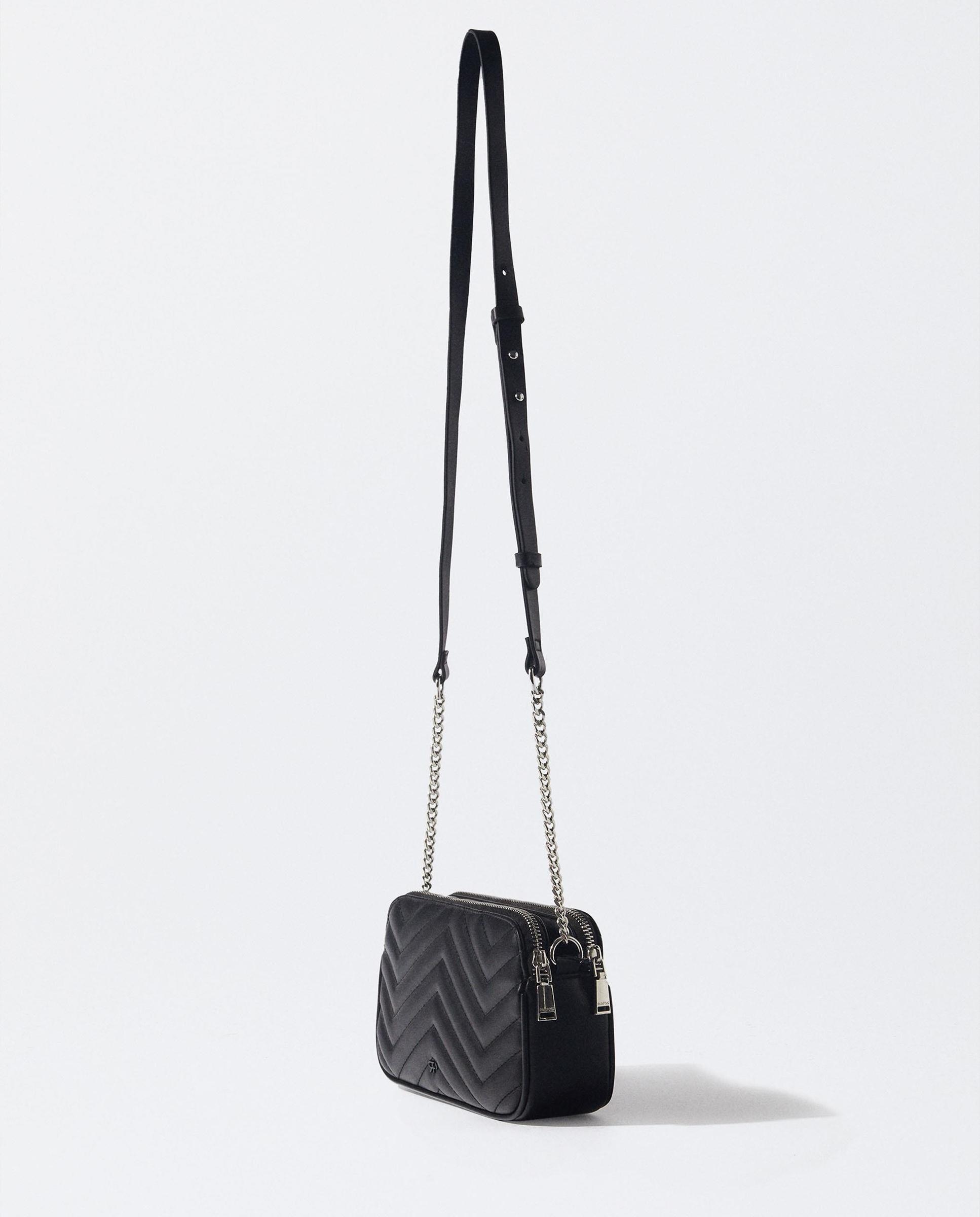 Bandolera de mujer con varios compartimentos y cierre de cremallera en liso - Parfois - Negro Negro-5