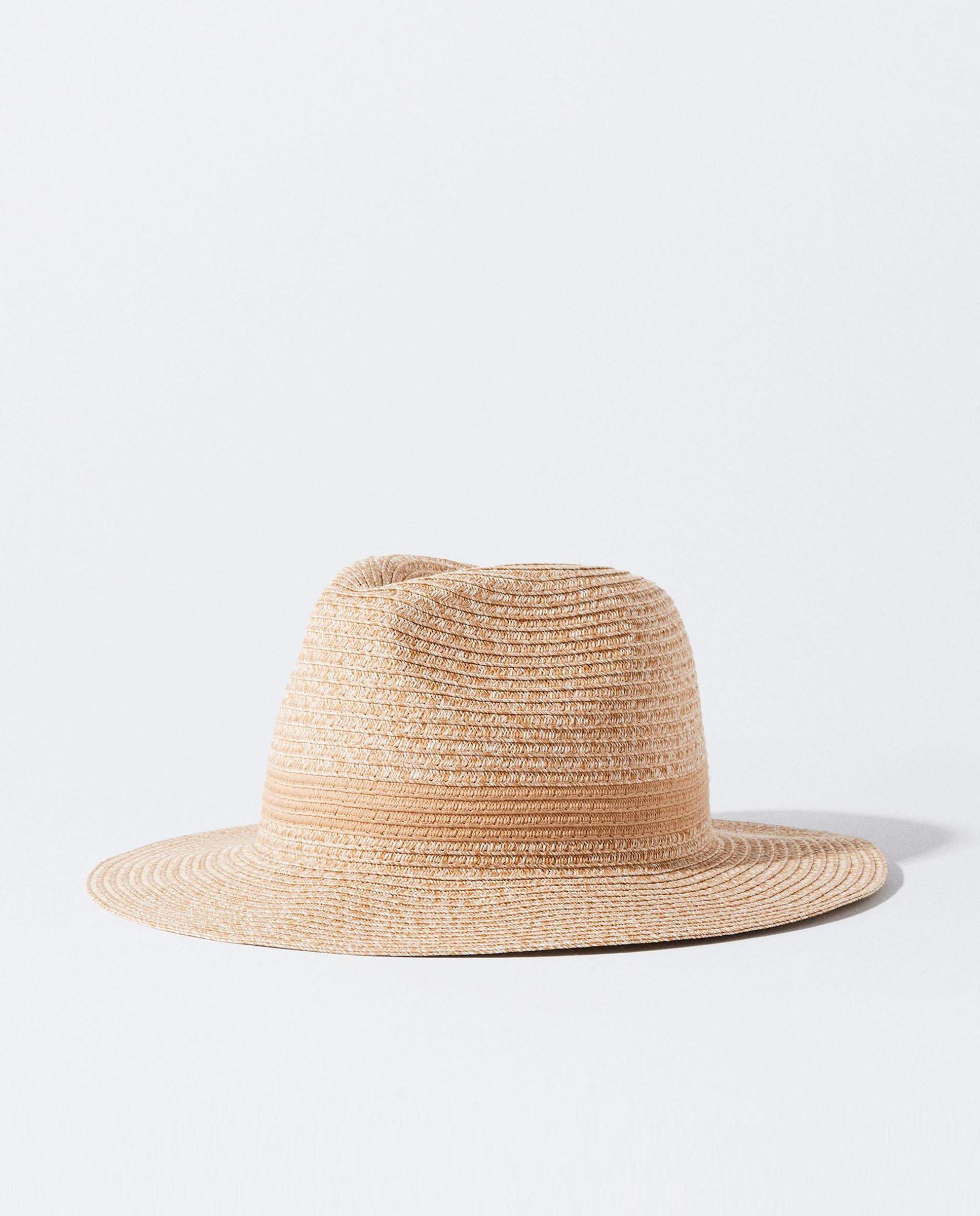 Imagen 0 de Sombrero de mujer efecto rafia en liso Marrón claro