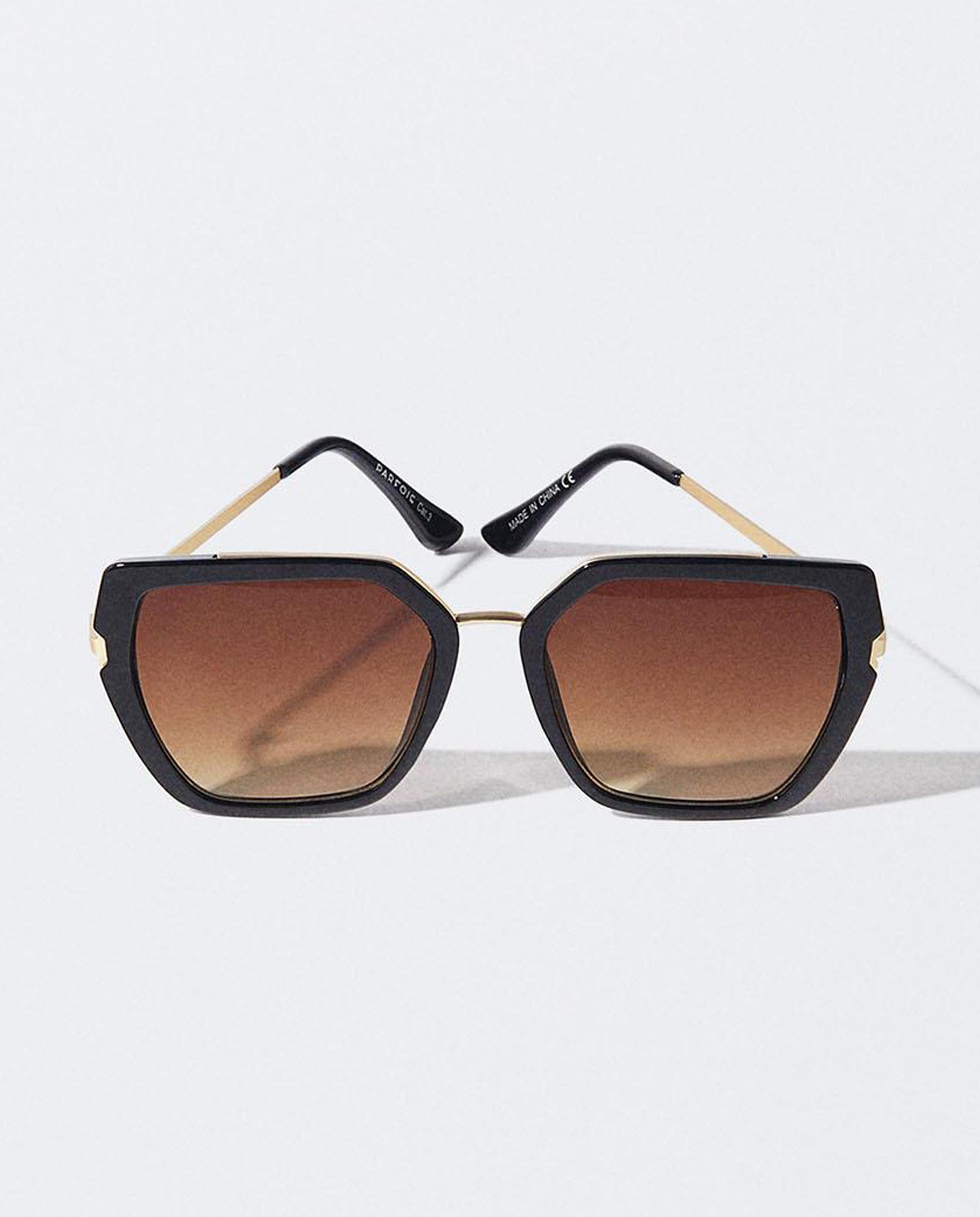Gafas de sol de mujer con protección uv y forma geométrica en liso - Parfois - Negro Negro-1