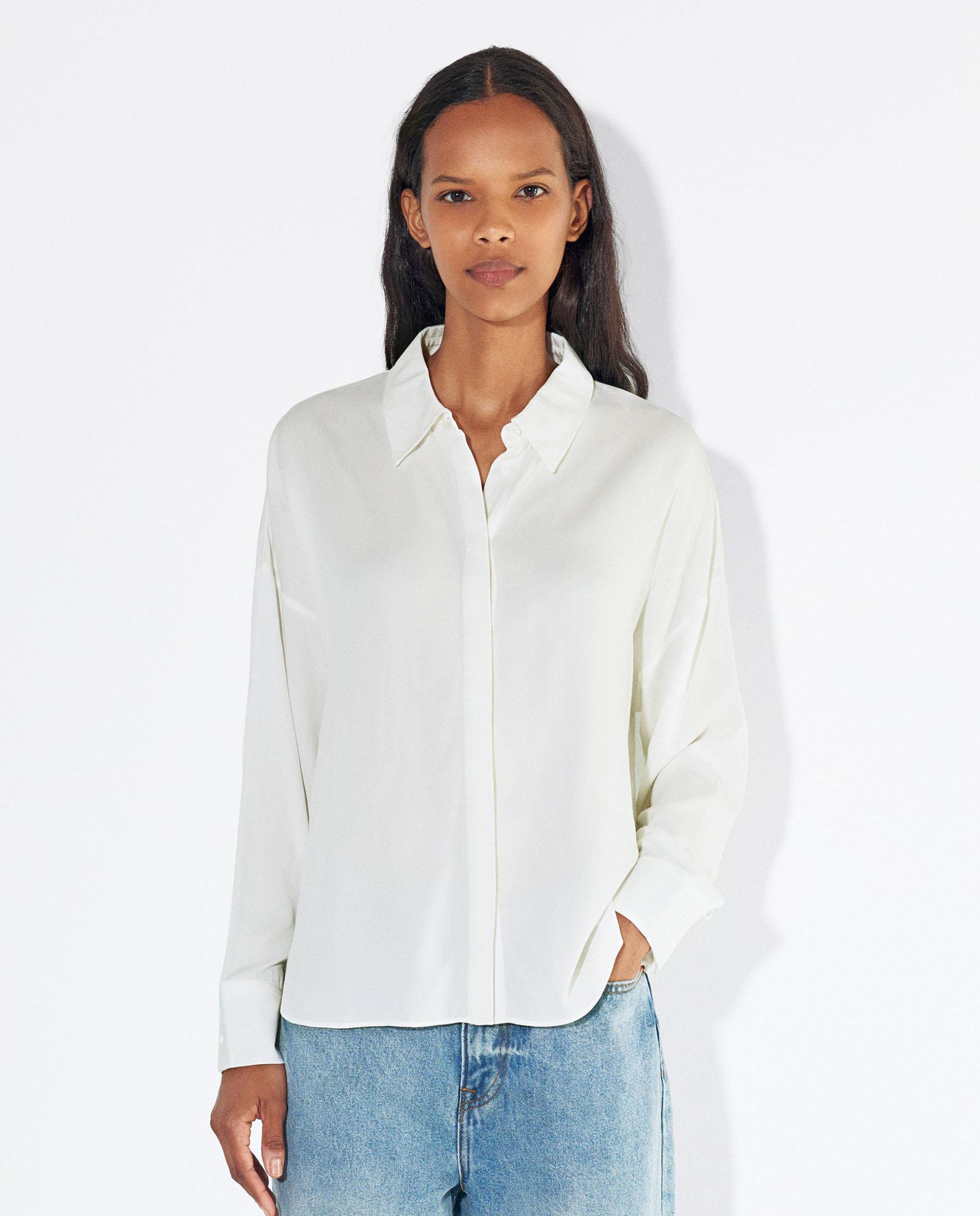 Parfois - Camisa de mujer de manga larga lisa.