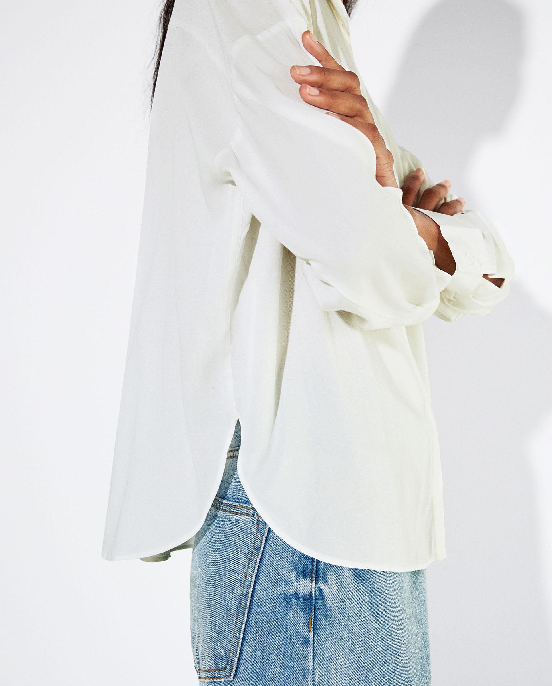 Camisa de mujer de manga larga lisa - Parfois - Blanco Blanco-3
