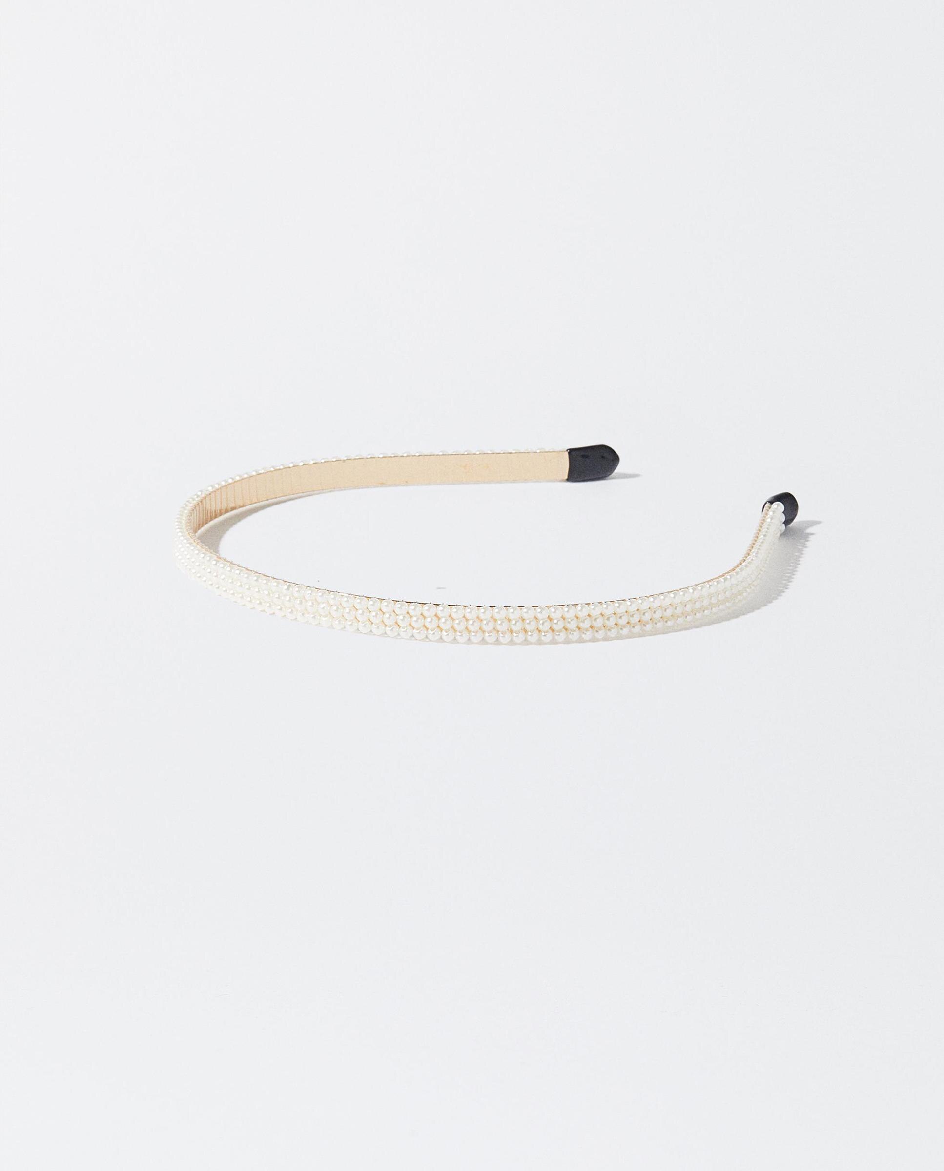 Diadema para el pelo con perlas decorativas en blanco
