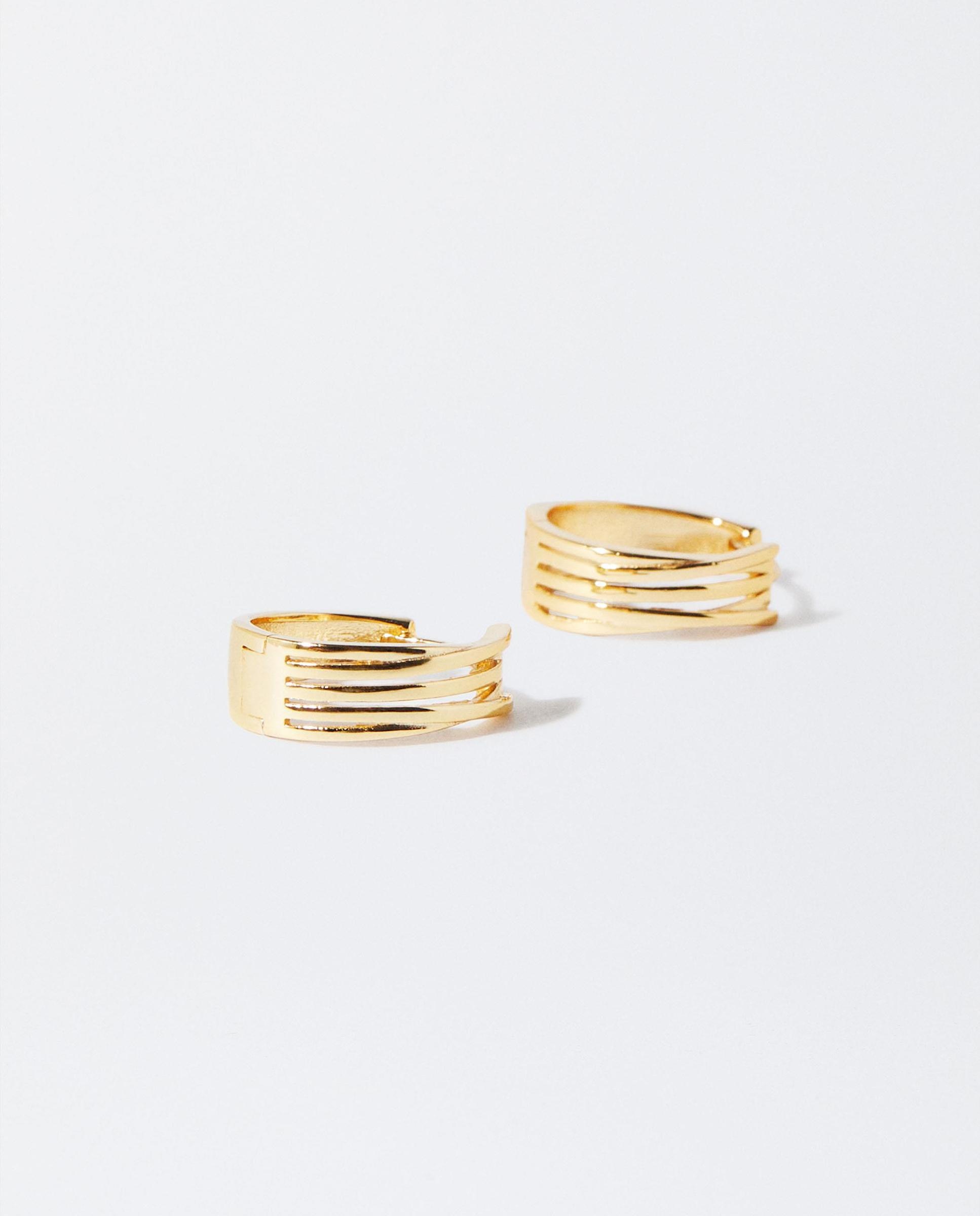 Pendientes de aro de plata de ley en liso - Parfois - Dorado Dorado-2
