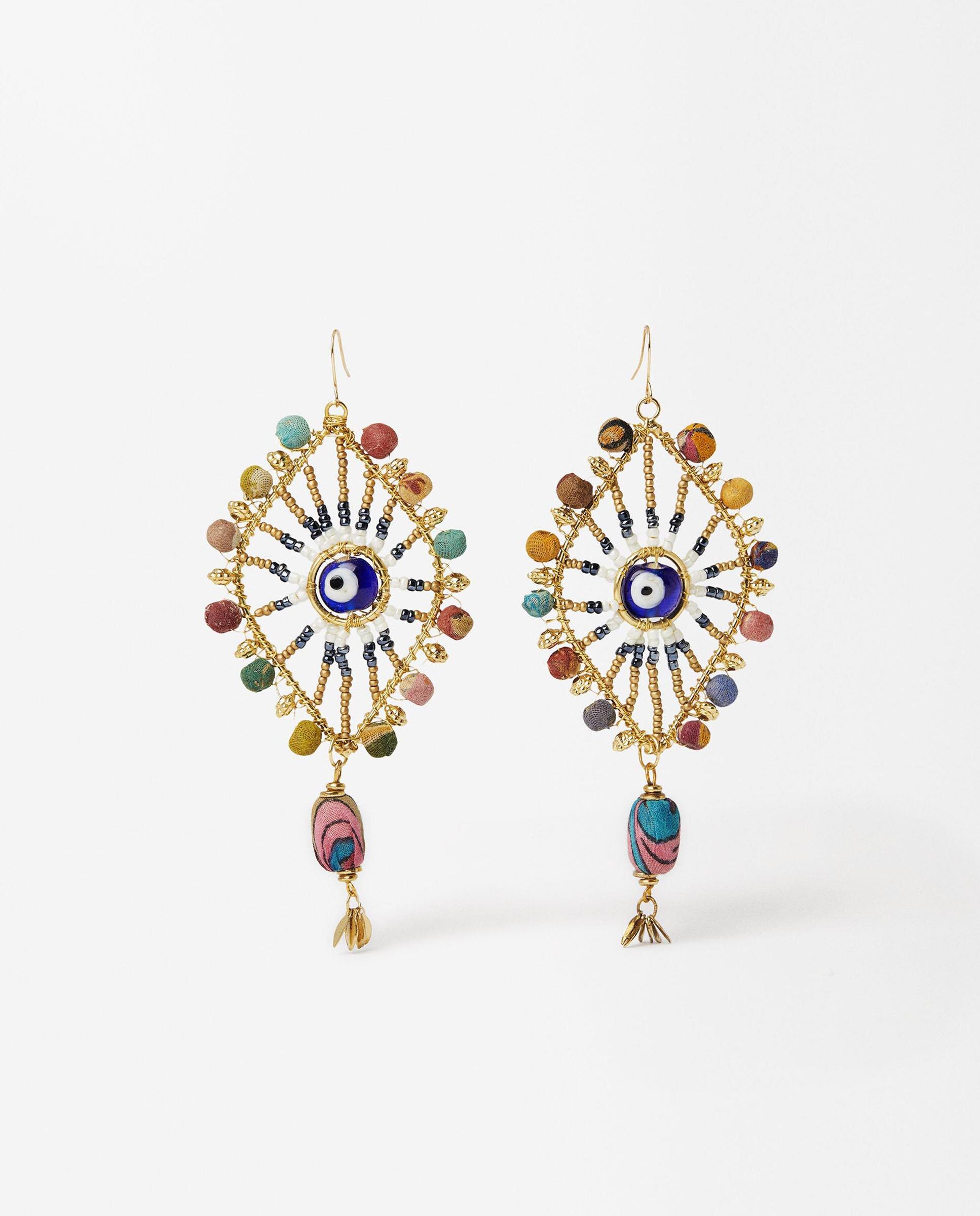 Pendientes grandes con abalorios y cuentas en varios colores