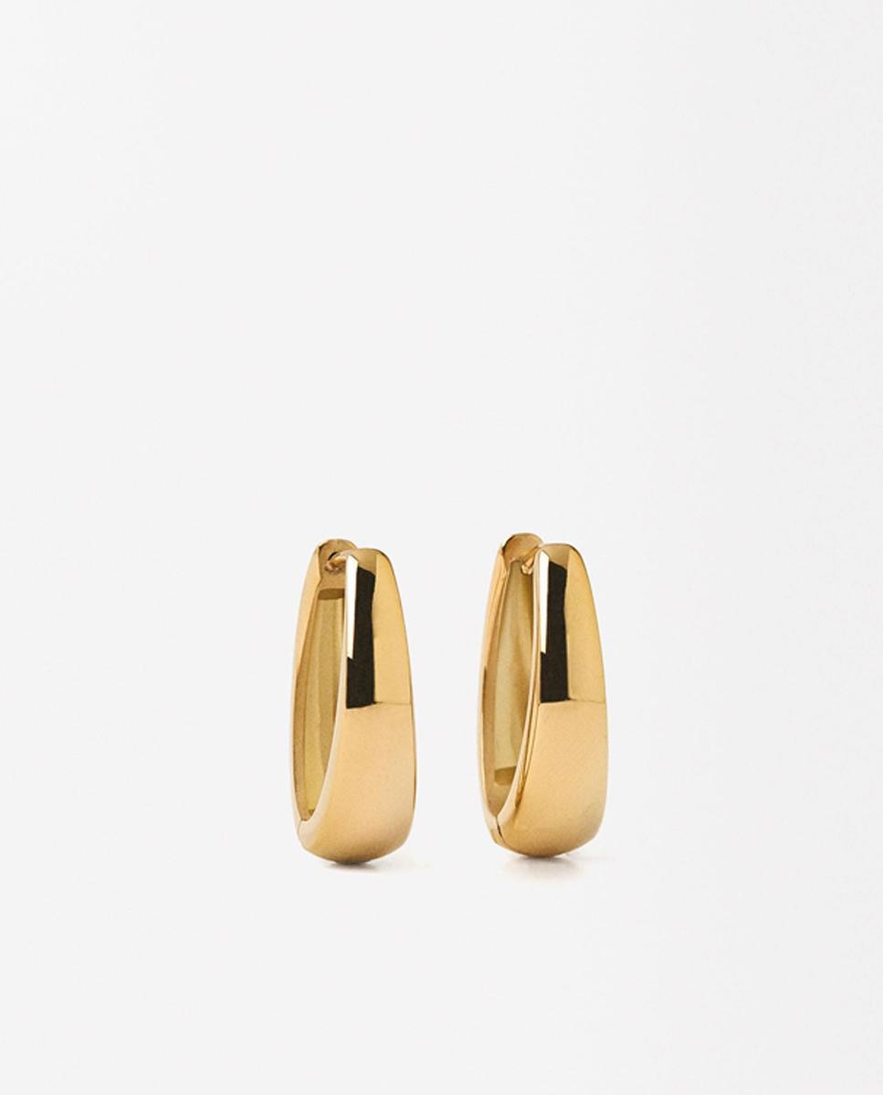 Pendientes de aro de acero inoxidable irregulares en liso Dorado Parfois Dorado-1