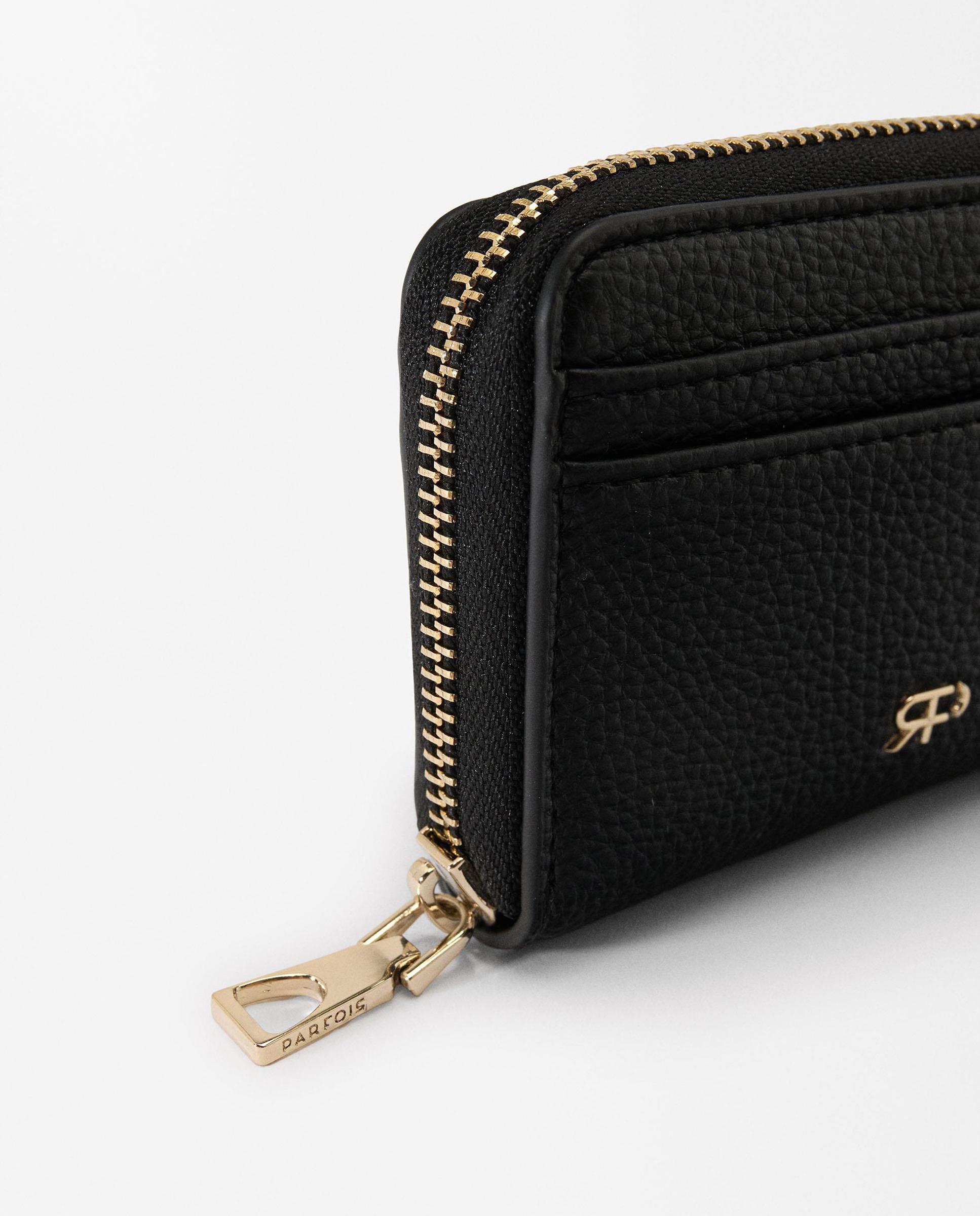 Cartera de mujer pequeña con cierre de cremallera en liso - Parfois - Negro Negro-2