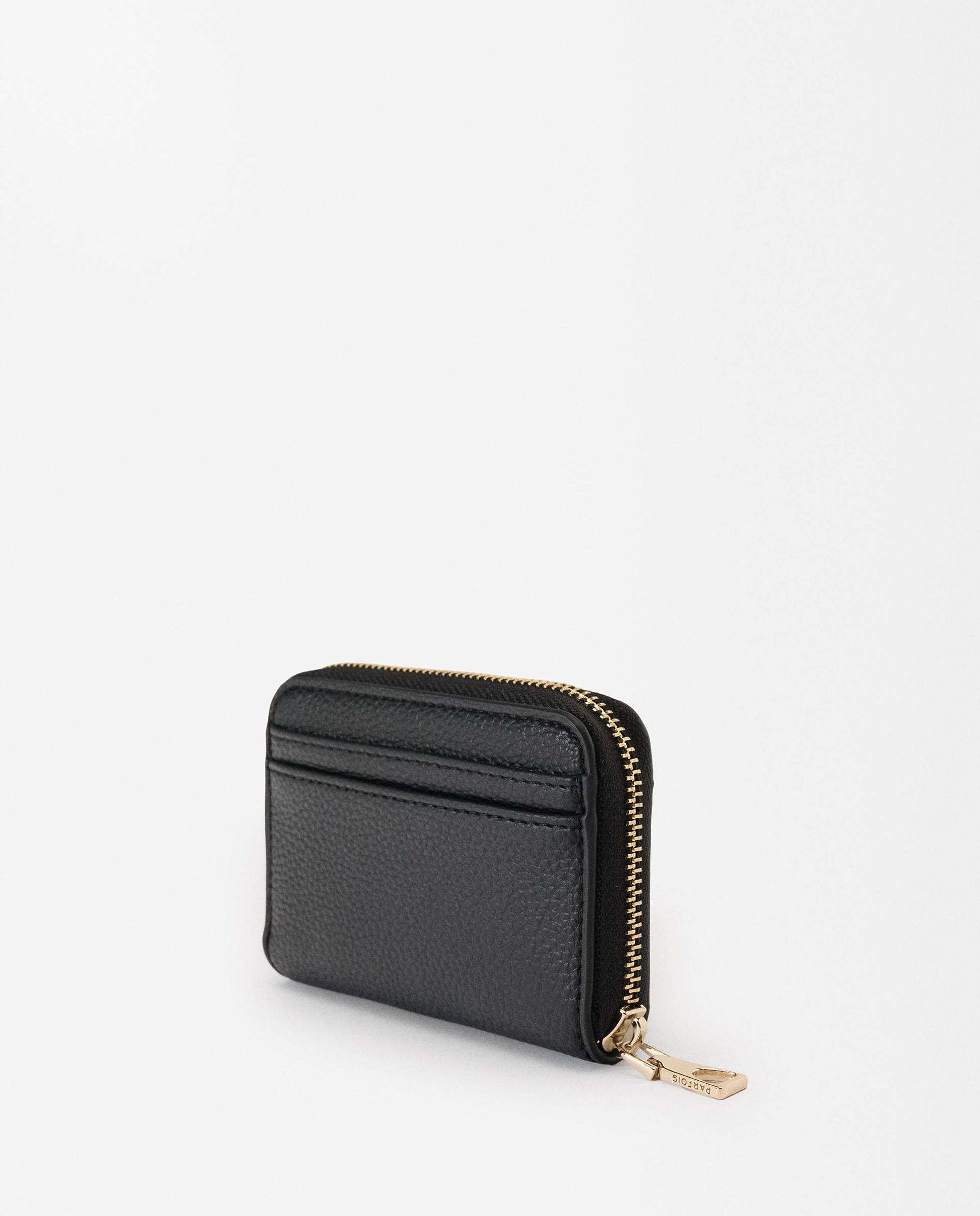 Cartera de mujer pequeña con cierre de cremallera en liso - Parfois - Negro Negro-3