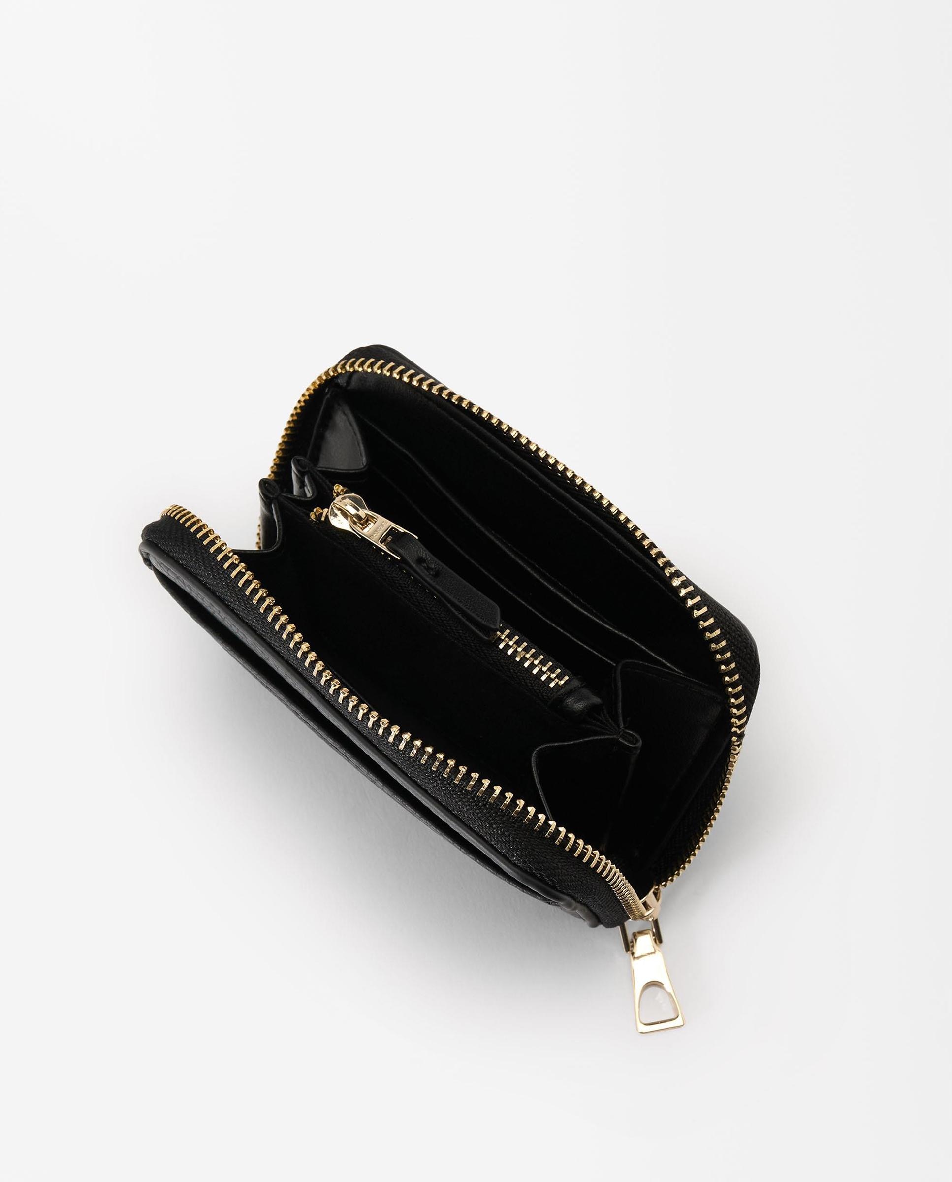 Cartera de mujer pequeña con cierre de cremallera en liso - Parfois - Negro Negro-4