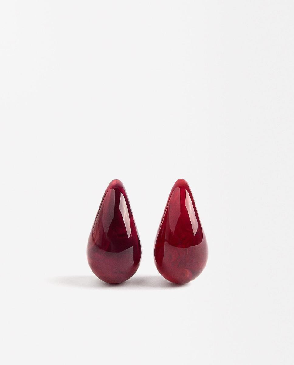Pendientes de resina con forma de gota en burdeos