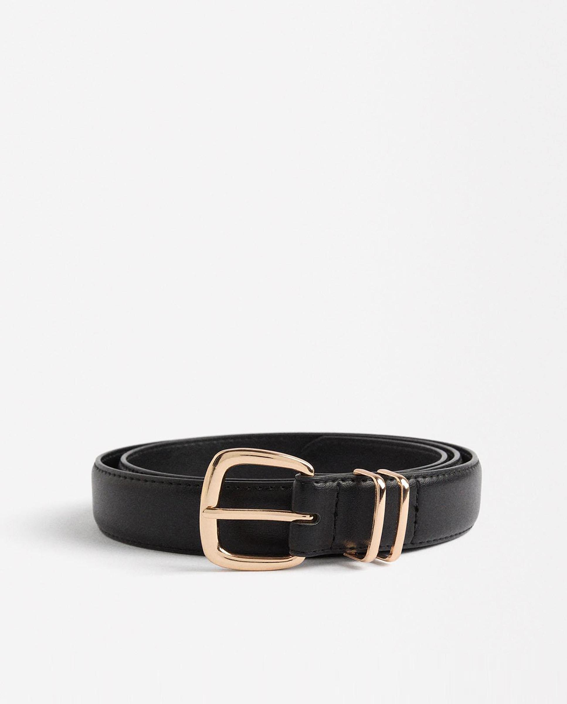 Cinturón con hebilla de mujer en liso - Parfois - Negro Negro-1