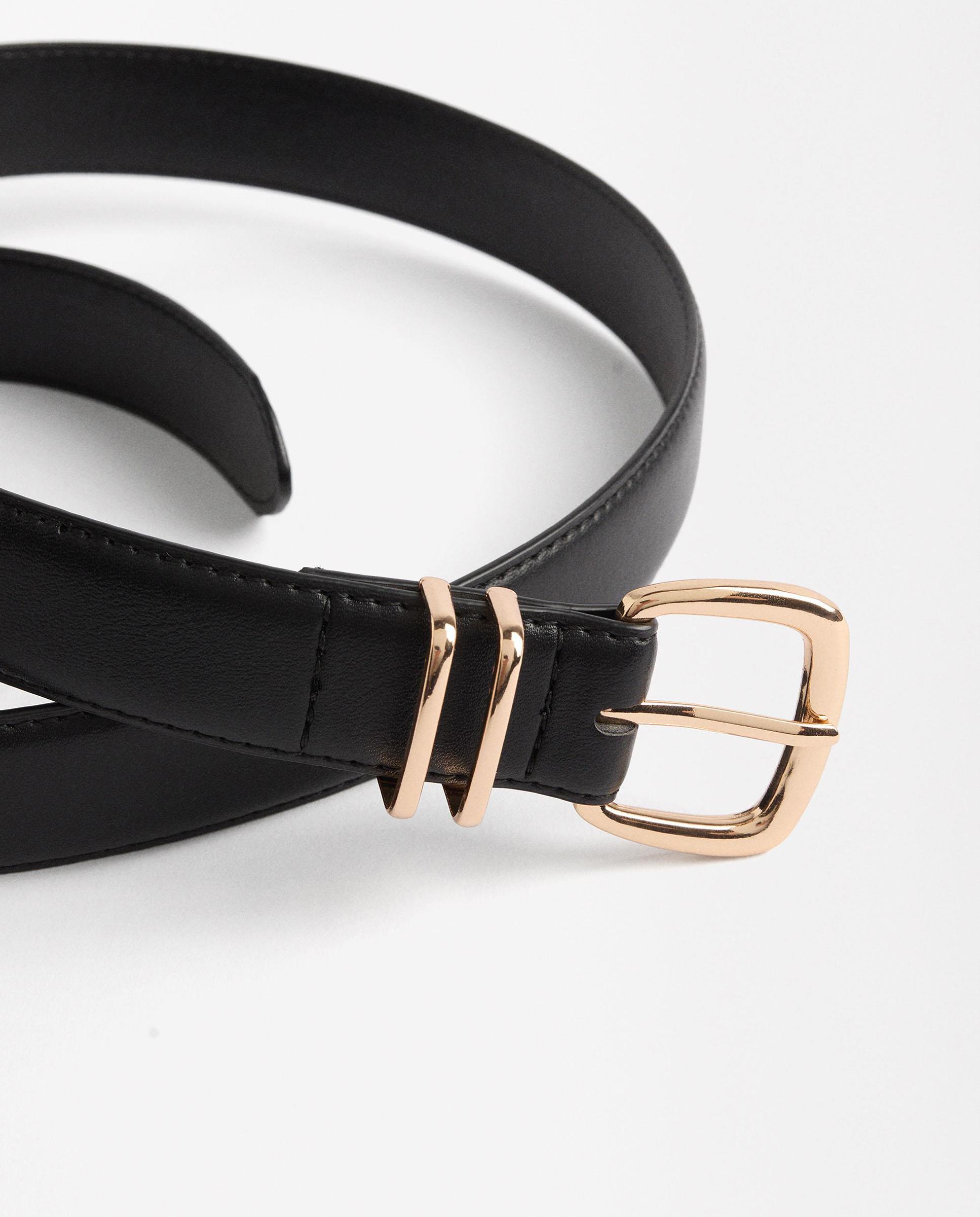 Cinturón con hebilla de mujer en liso - Parfois - Negro Negro-2