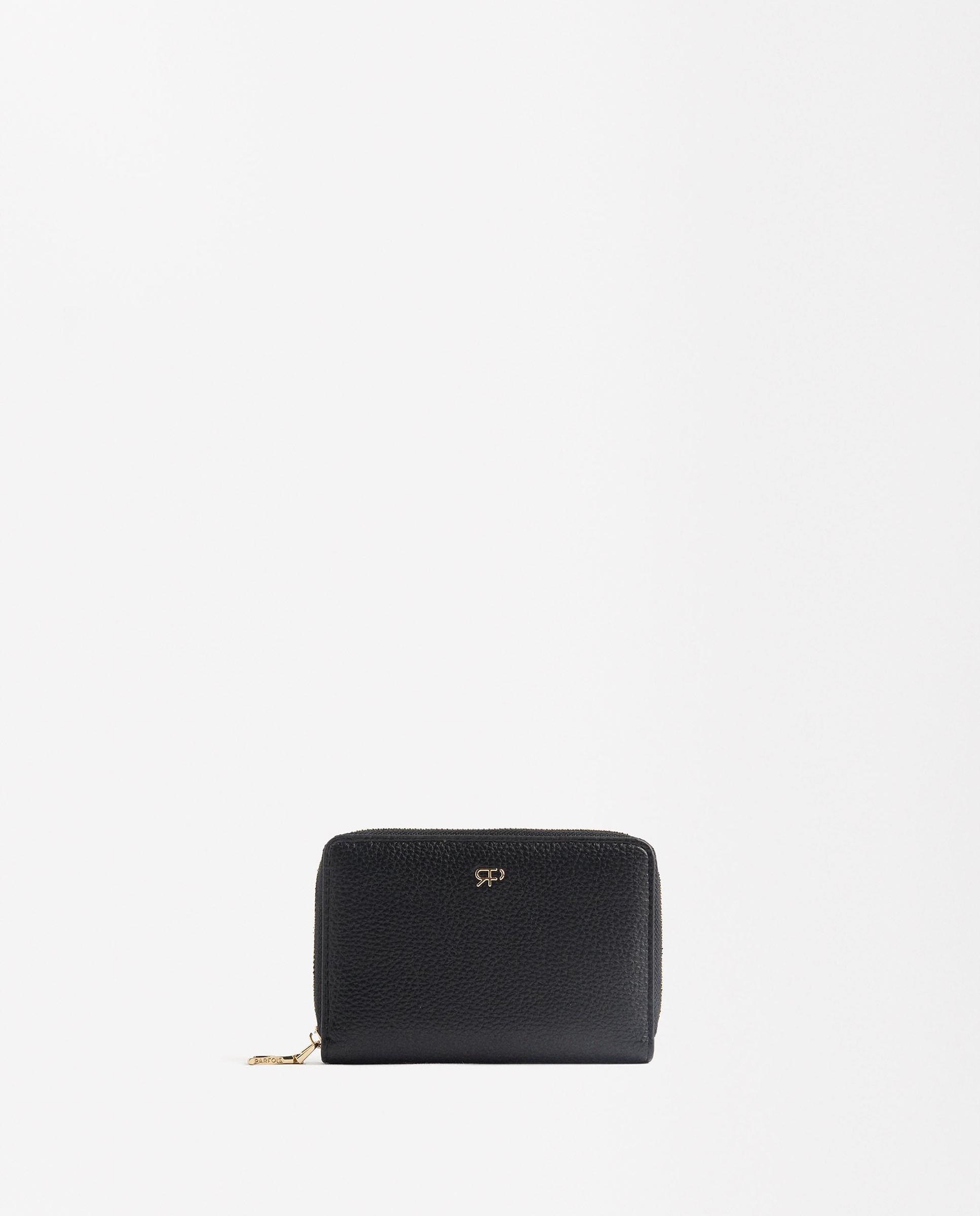 Cartera de mujer mediana con cierre de cremallera en liso - Parfois - Negro Negro-1
